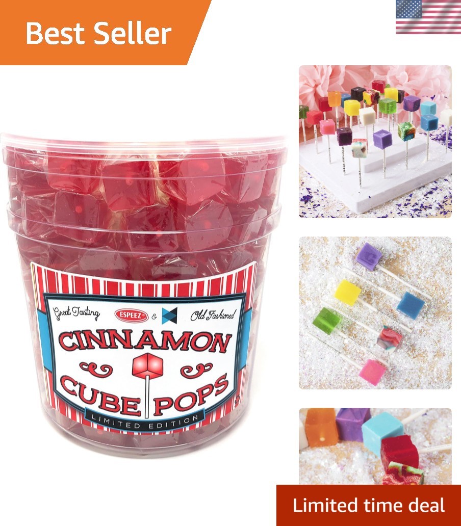 Hard Candy Cube Lollipop Suckers: Individually Wrapped Flavored Sucker Pack b...