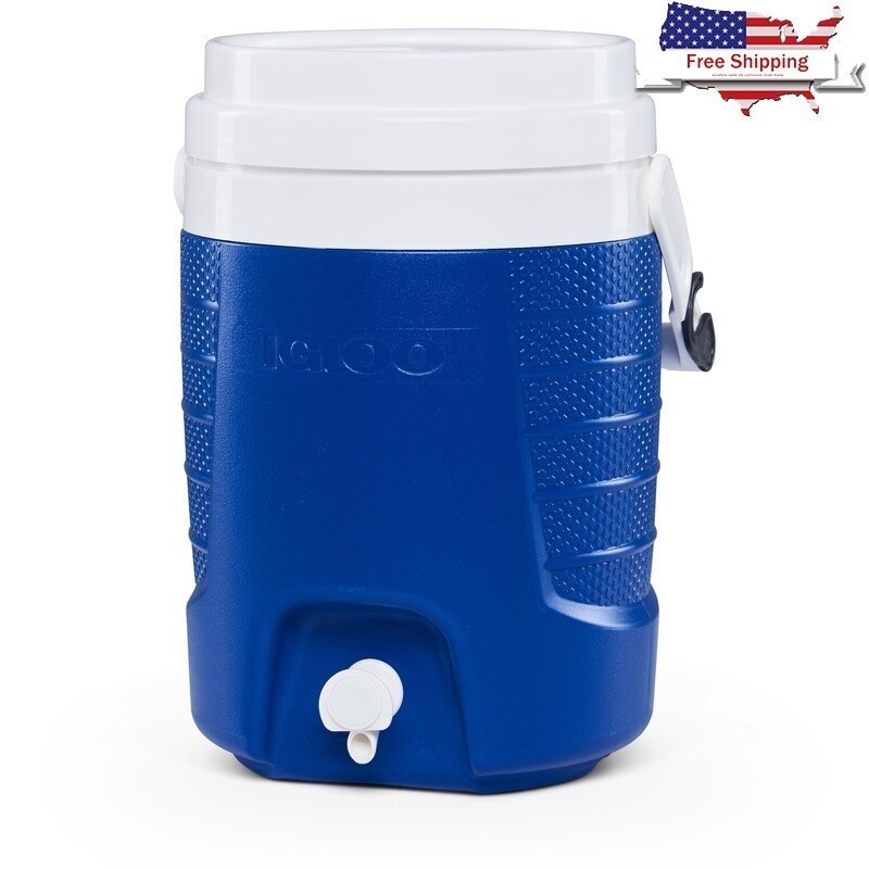2 Gallon Insulated Sports Beverage Dispenser Jug W/ Hooks Portable Cooler New