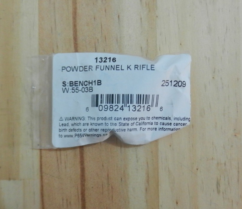 Dillon Powder Funnel - "K" RIFLE - 257, 6.5 Creedmoor;  13216