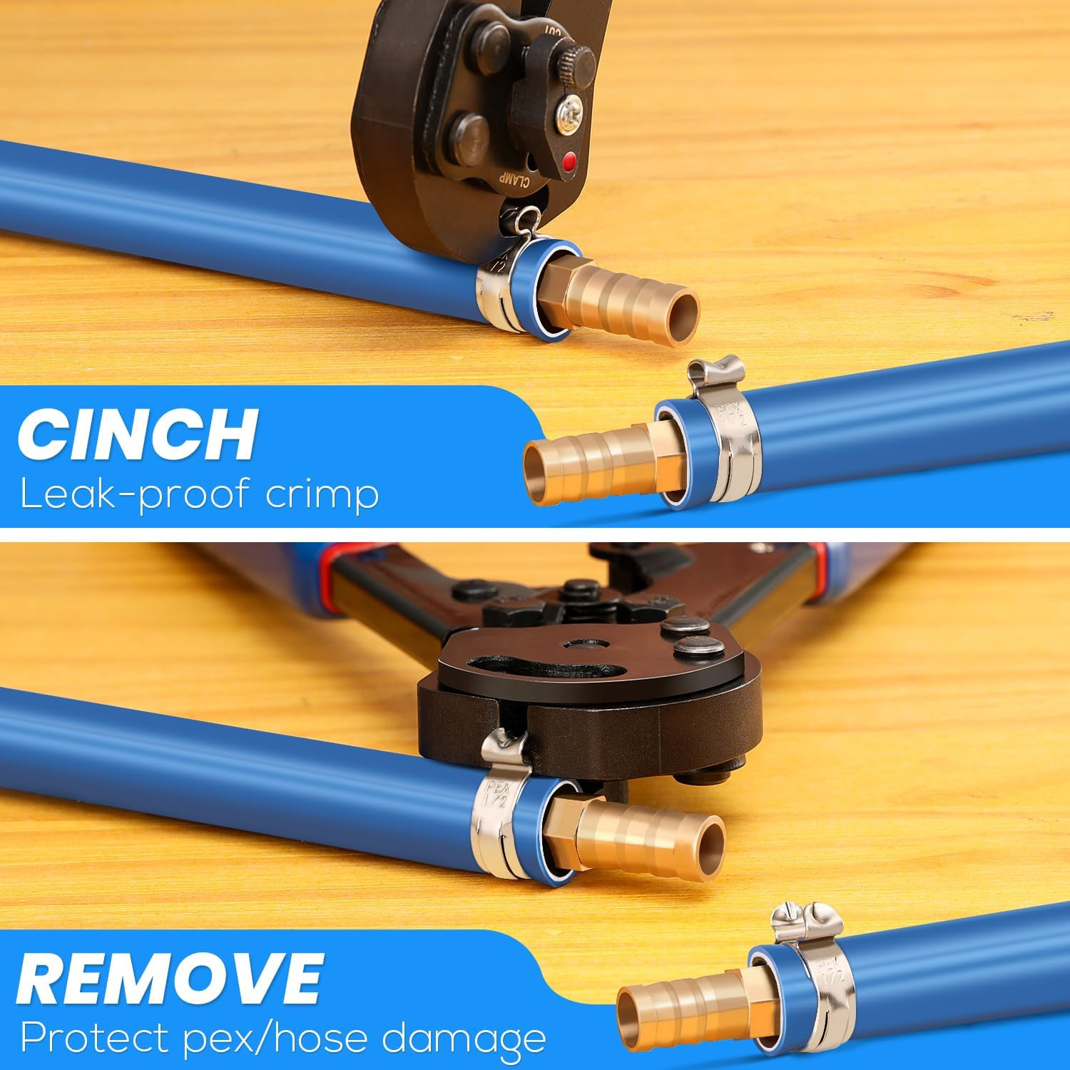 Ratchet Pex Crimping Tool Cinch & Remove Combo Function Pex Pipe Crimp Tool from