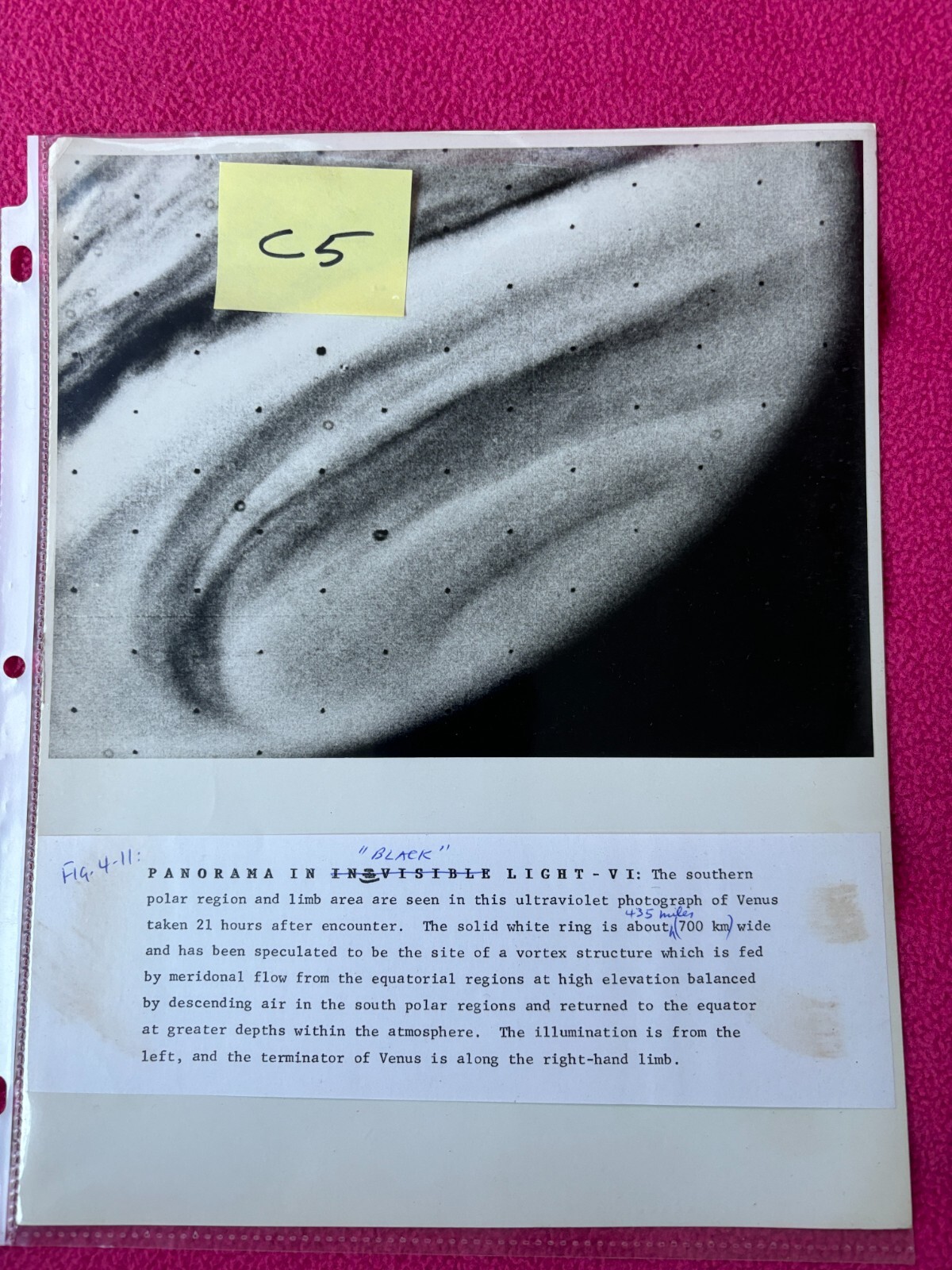 NASA vintage PHOTO space PLANET VENUS vortex structure LIMB panorama BLACK LIGHT