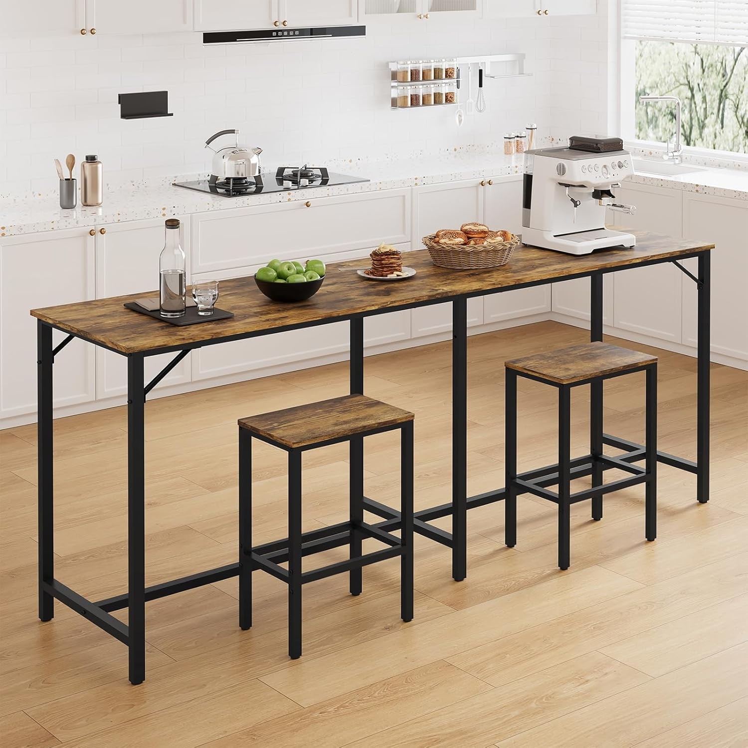 70.9" Bar Table & Chairs Set Dining Table & Chair Sets 3 Piece Counter Height