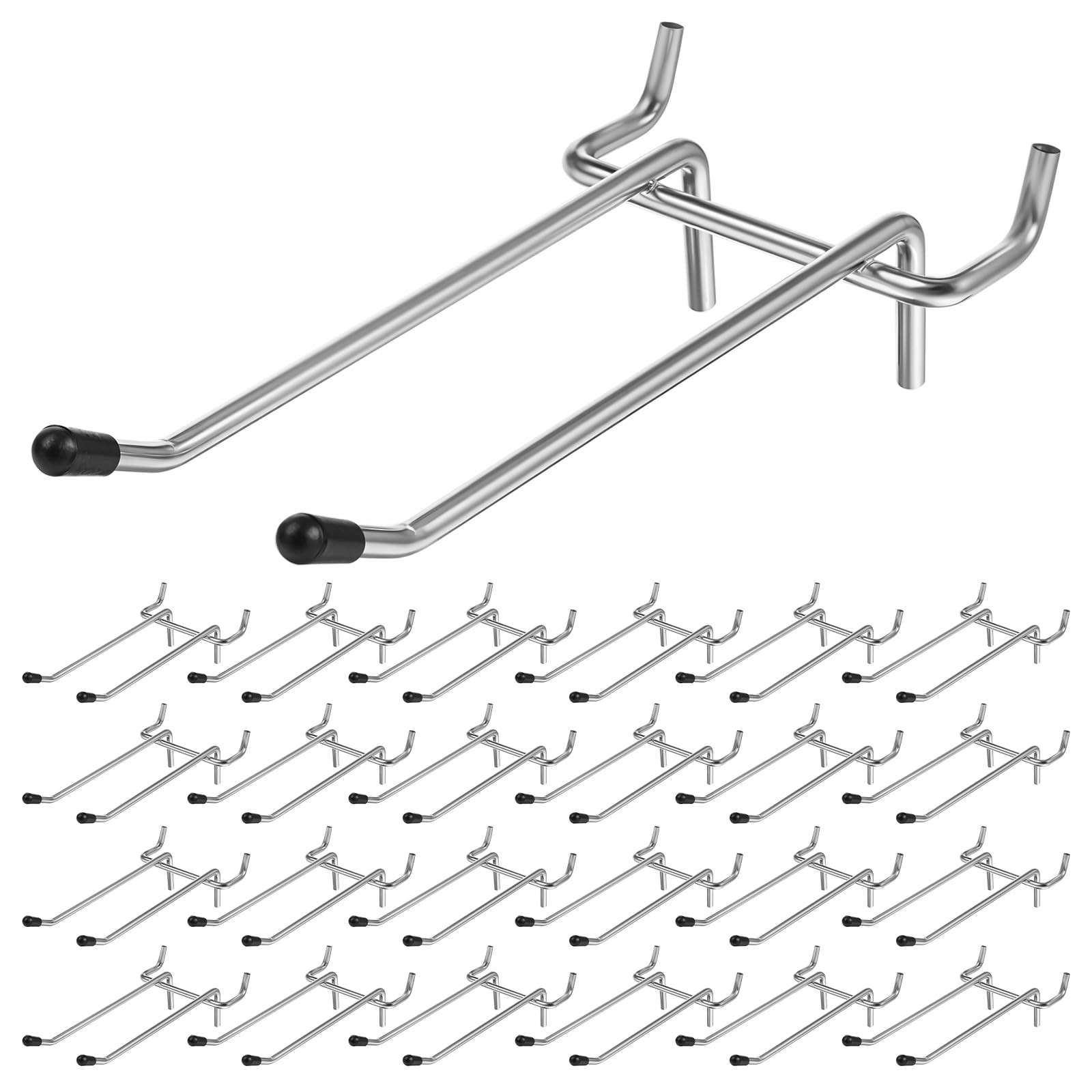 24 Pcs Peg Hook for Pegboards, 4 Inch Pegboards Hooks, Pegboardes Silver