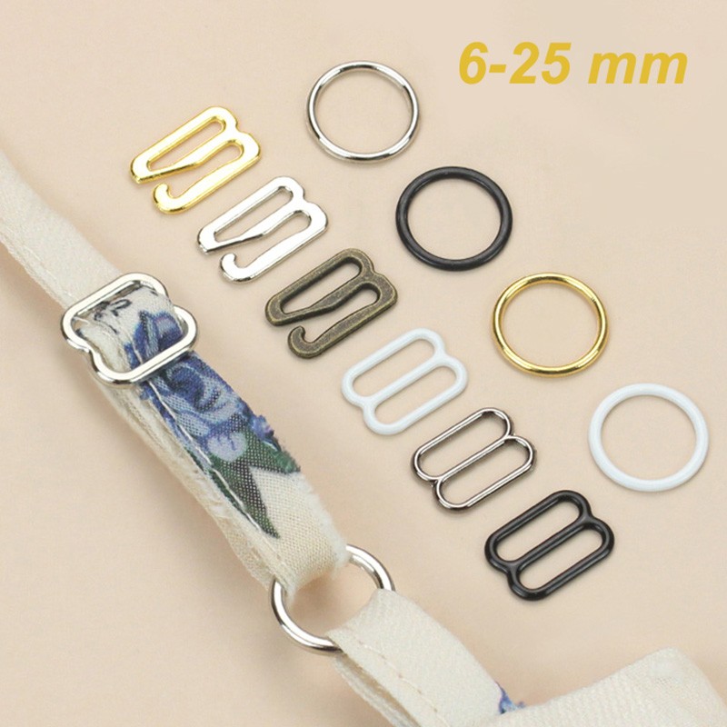 10pcs Metal Bra Strap Adjuster Slider/ Hook /O Ring Lingerie Sewing Craft 6-25mm