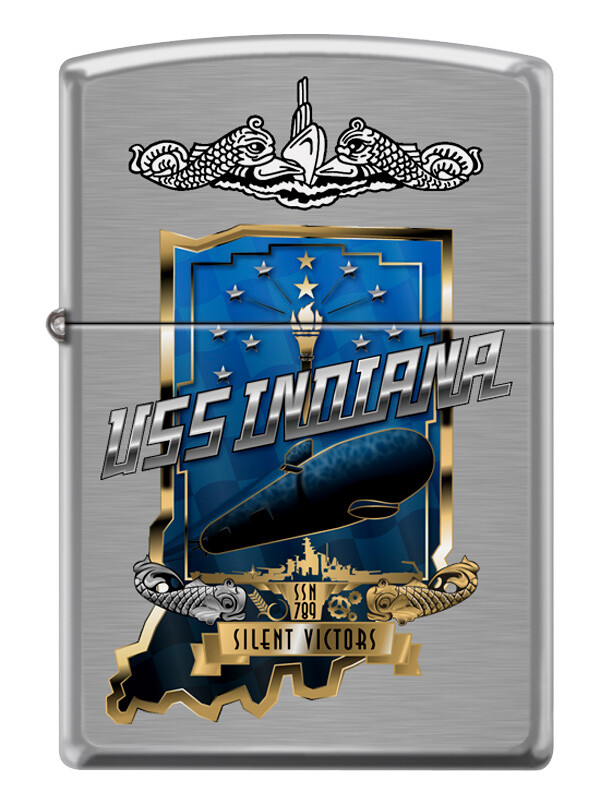 USS Indiana  (SSN-789)  Sub Zippo MIB  Brushed Chrome