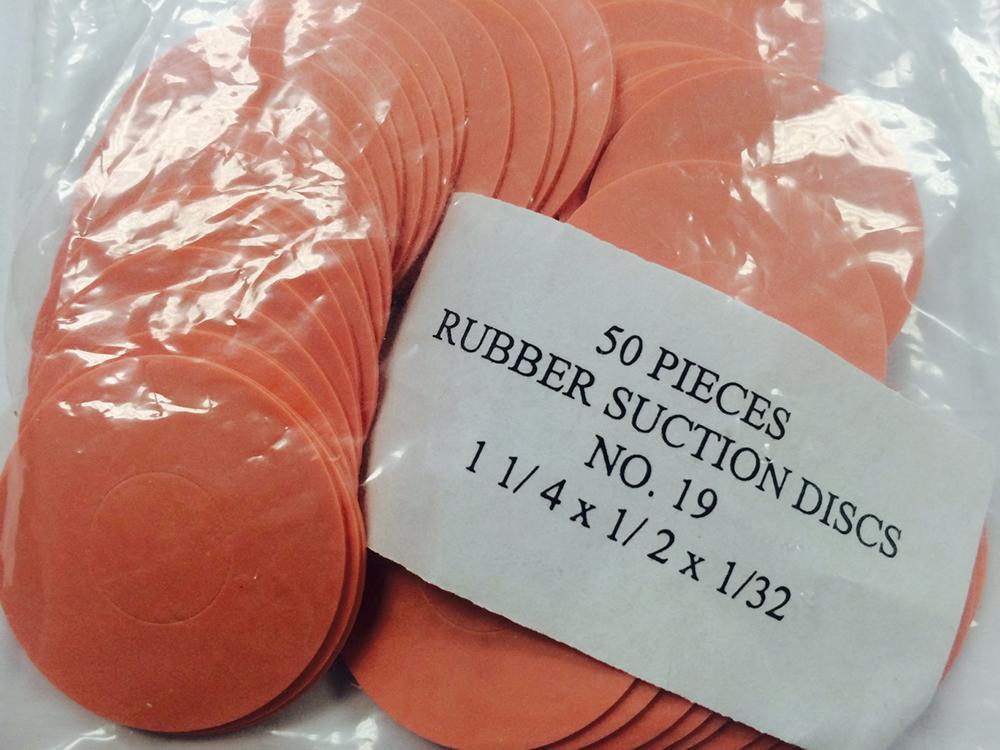 Rubber Suction Disc Flat Disc Qty 50 NO.19  1 1/4" x 1/2" x 1/32" Offset Press