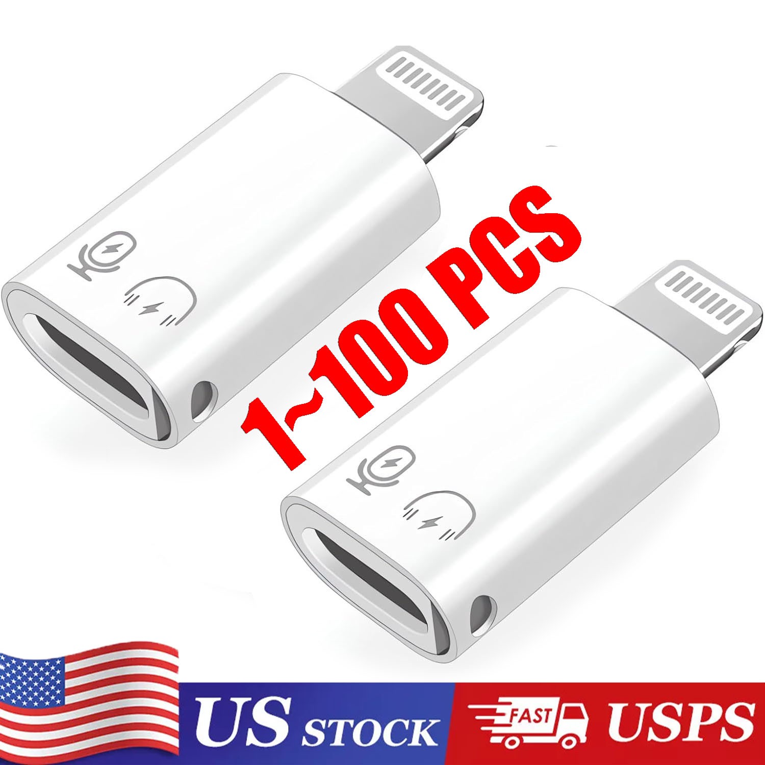 USB Type C Female to iOS Male Adapter For iPhone 14/13/12/11/XR/XS/SE 3 lot
