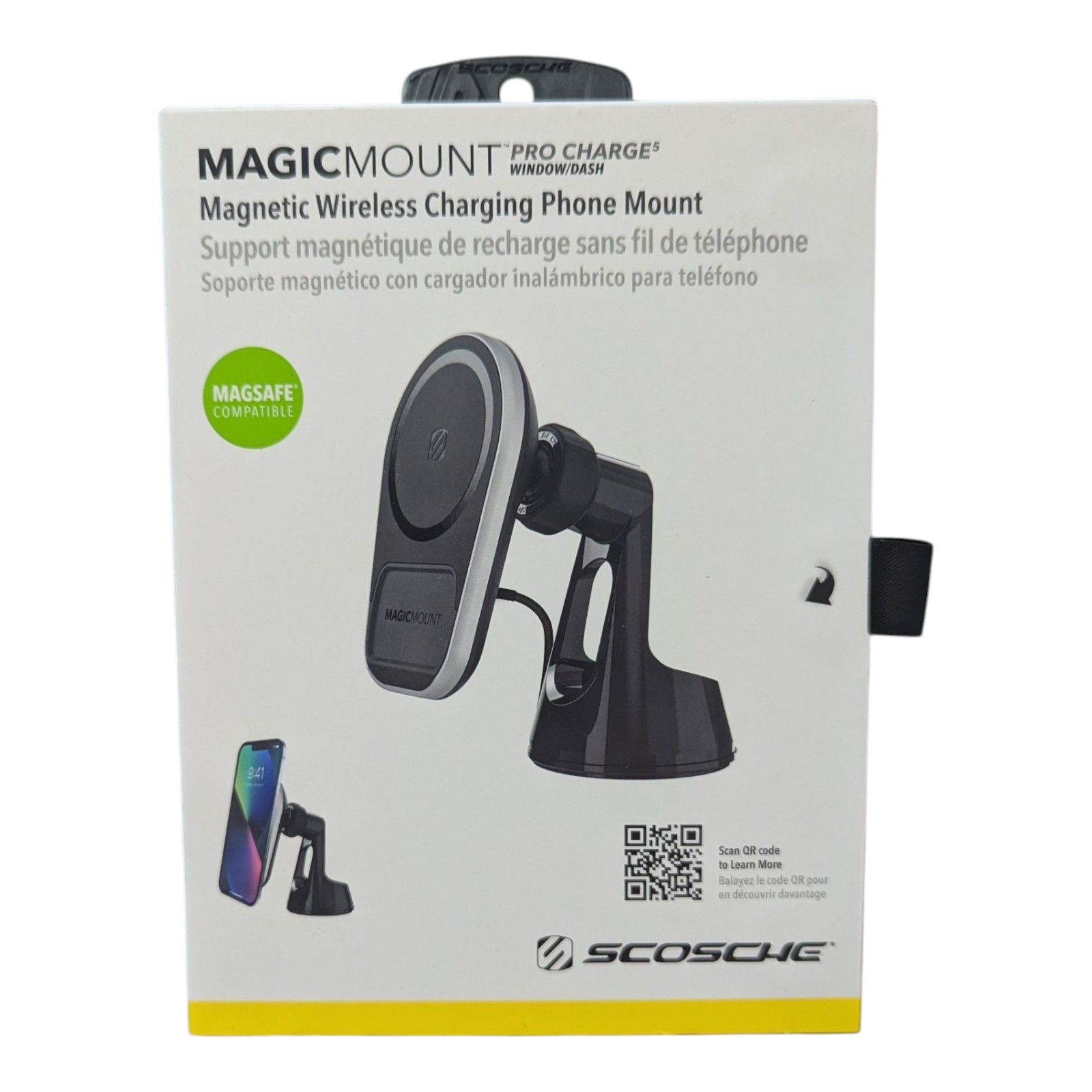 G3-N Scosche MagicMount Pro Charge5 Wireless Charging Car Mount - Window/Dash