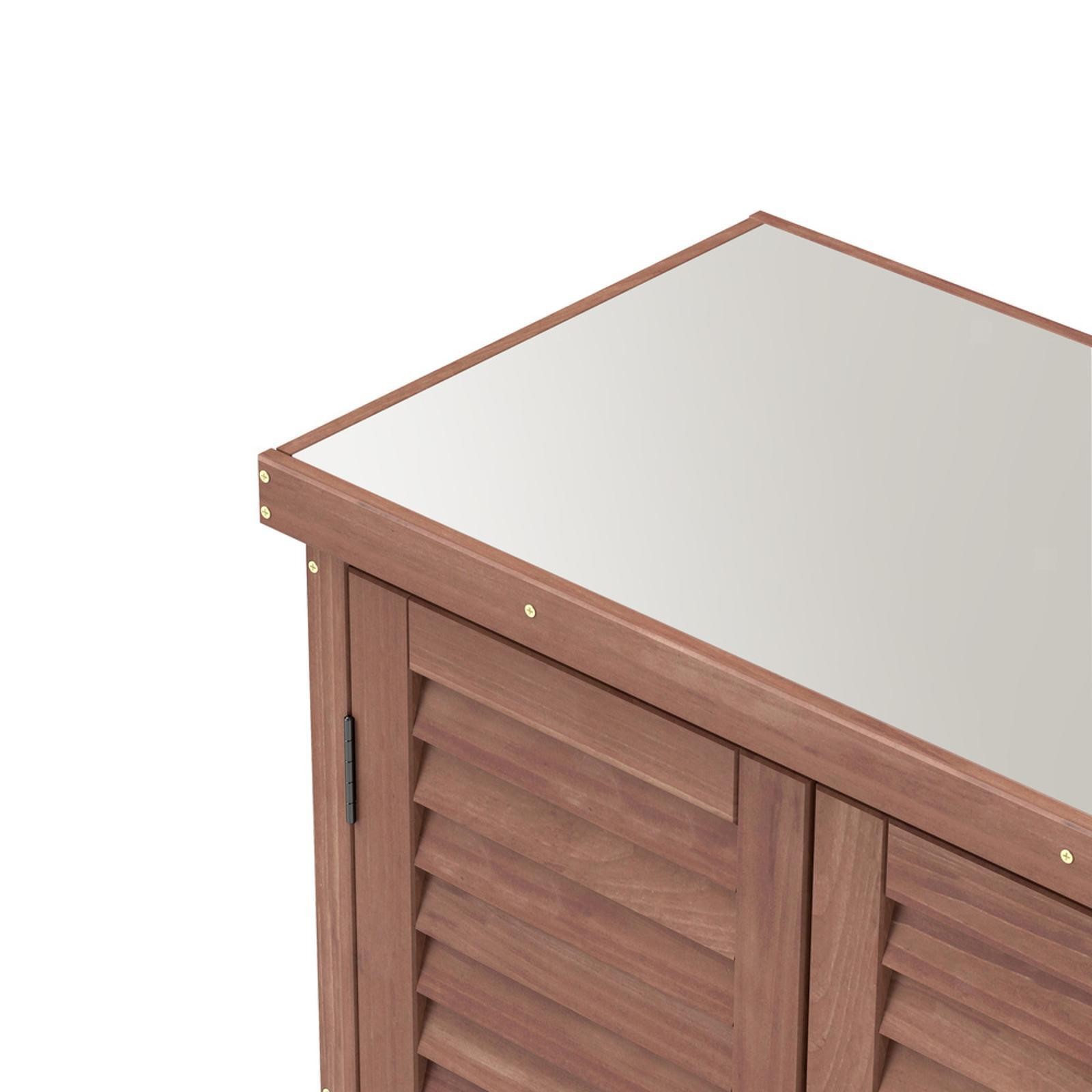 Potting Bench with Storage Cabinet and Metal Table Top for Outdoor Patio,