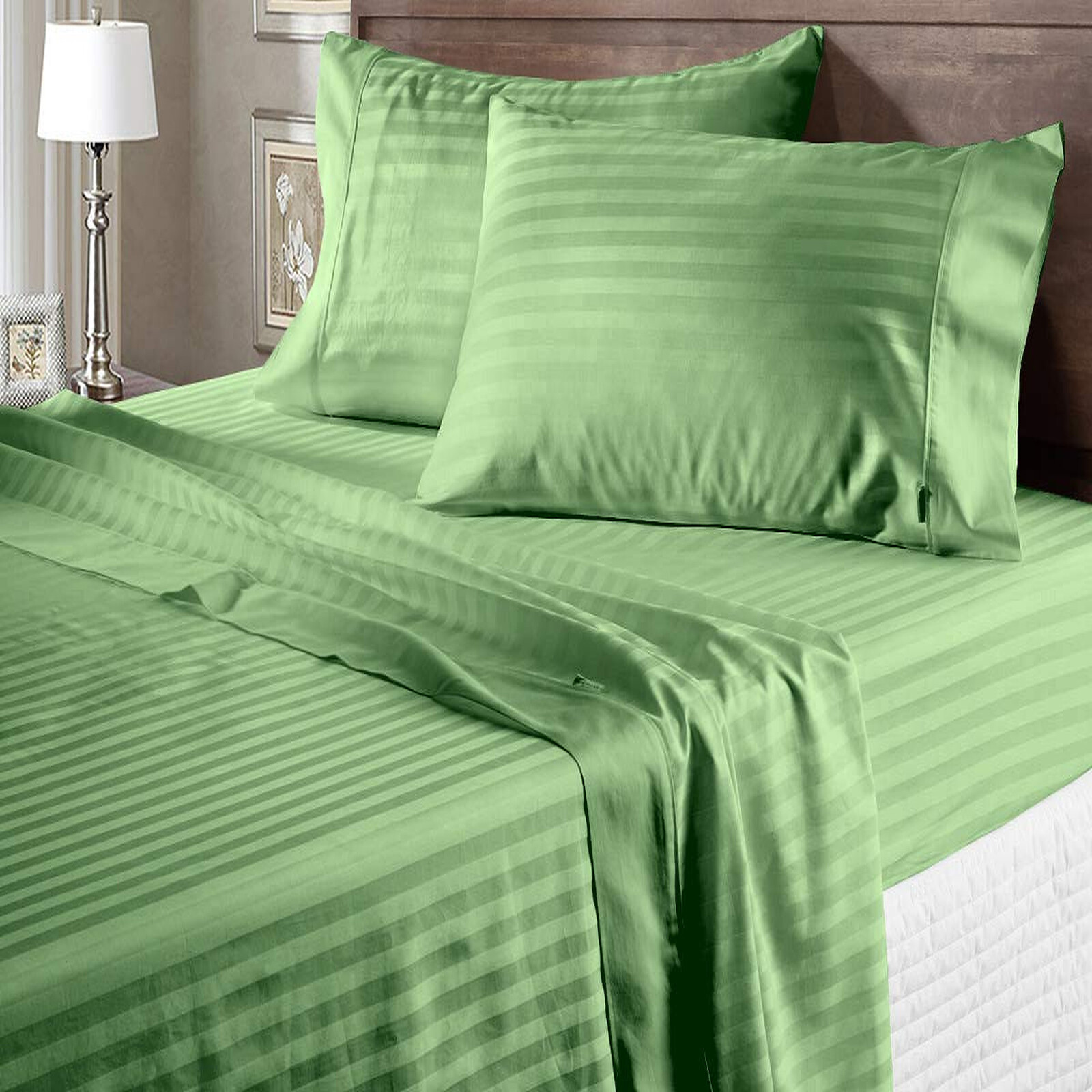 1000 OR 1200 Count Ultra Deep Pocket Organic Cotton Moss Stripes Select Item