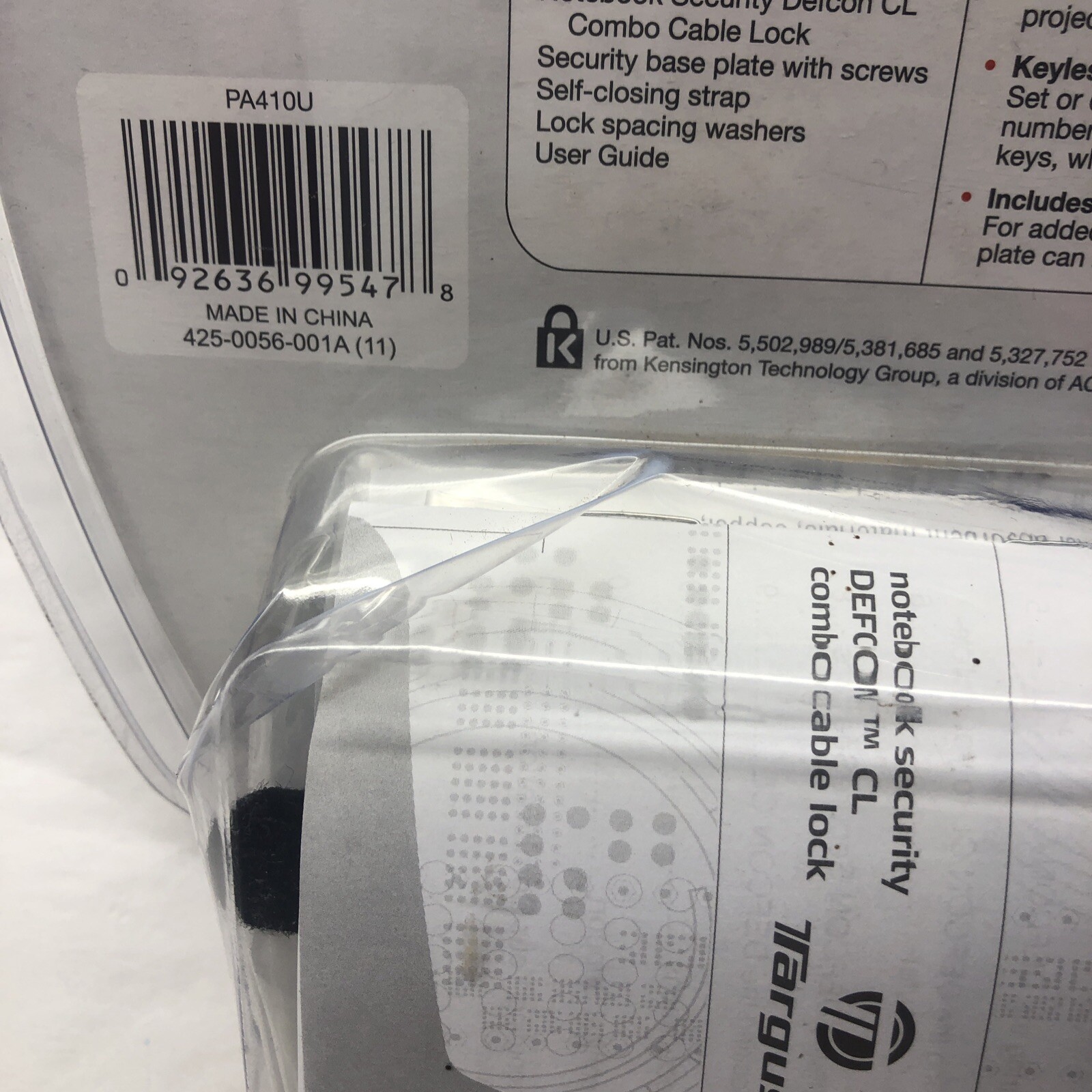 Targus DEFCON CL Laptop Computer Cable Lock Resettable 4 Digit-Code Galvanize