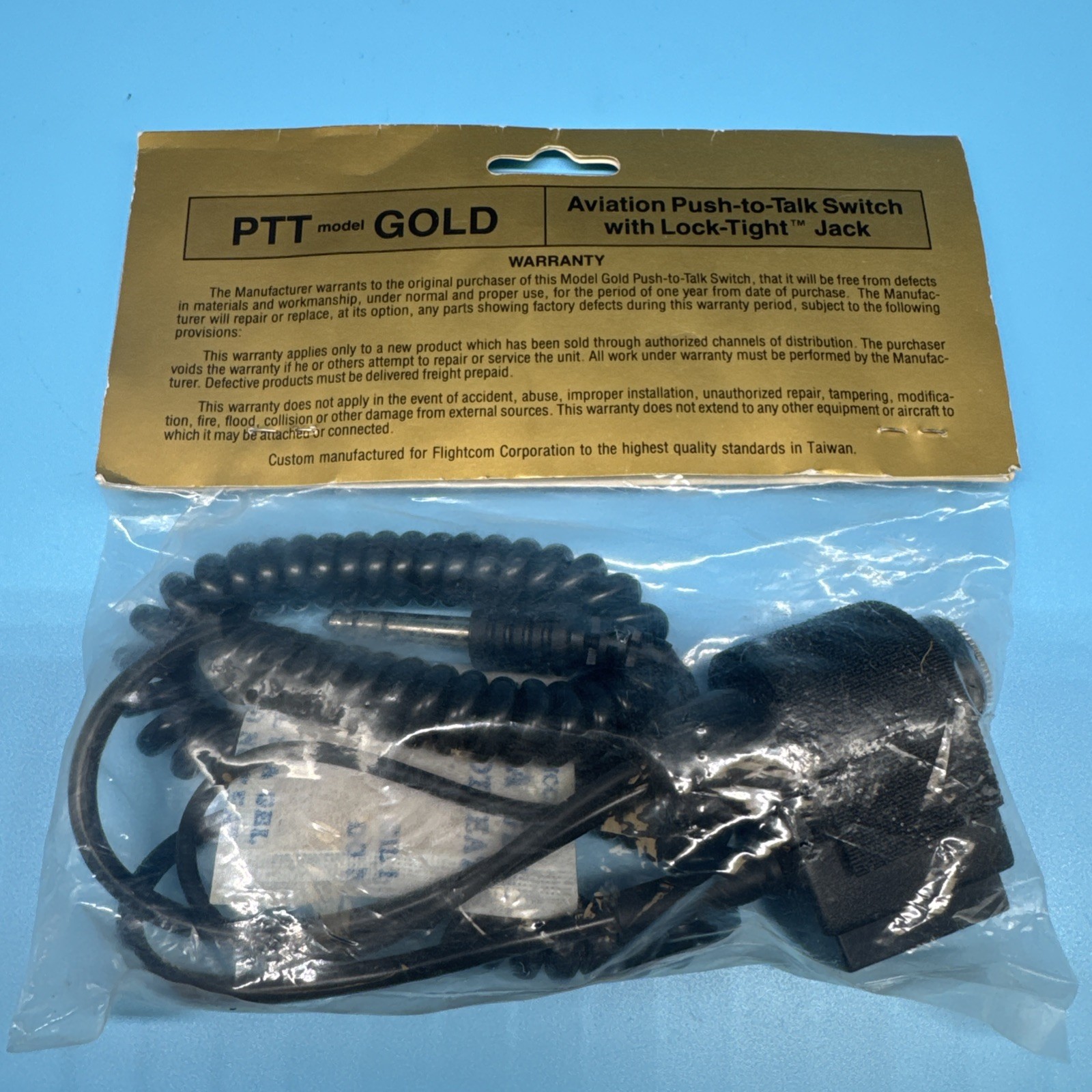 Aviation Headset Yoke Mount Push-To-Talk Switch PTT  Strap 1/4” Plug Pilot Radio