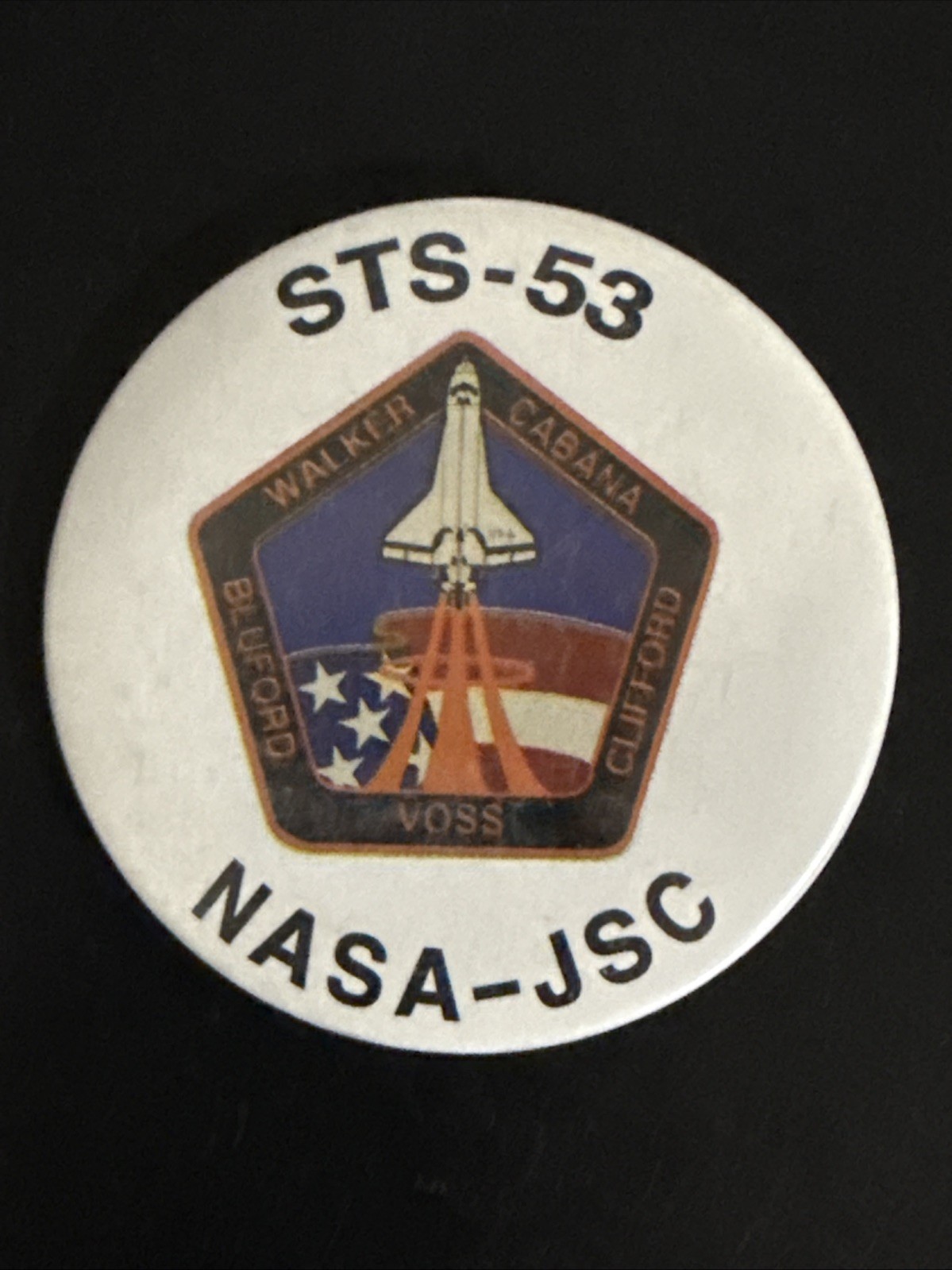 NASA JSC Johnson Space Center STS-53 Pinback Button 5 Astronauts