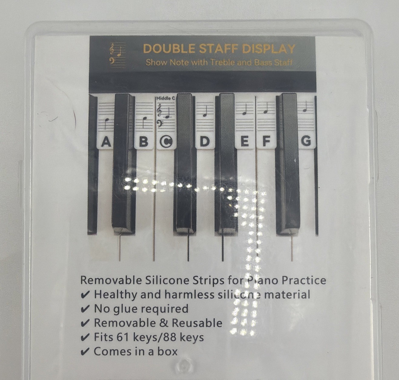 Piano Notes for Beginners Removable 88-Key Labels 61-Key Silicone Keyboard Note