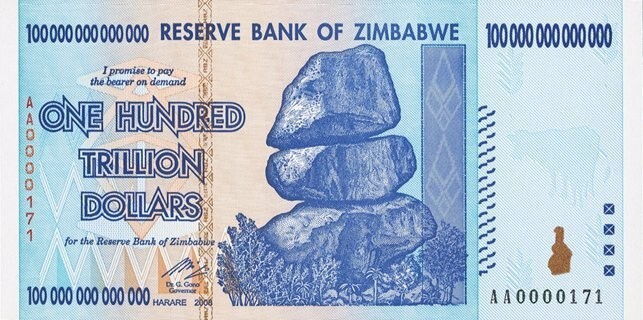 168) ZIMBABWE 100 Trillion DOLLAR BANKNOTE F.D.S. Read Description