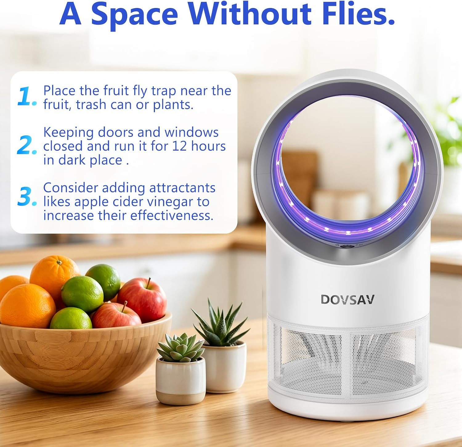 Fruit Fly Trap for Indoors, White Bug Zapper Indoor with Suction & Timer | Uv Li
