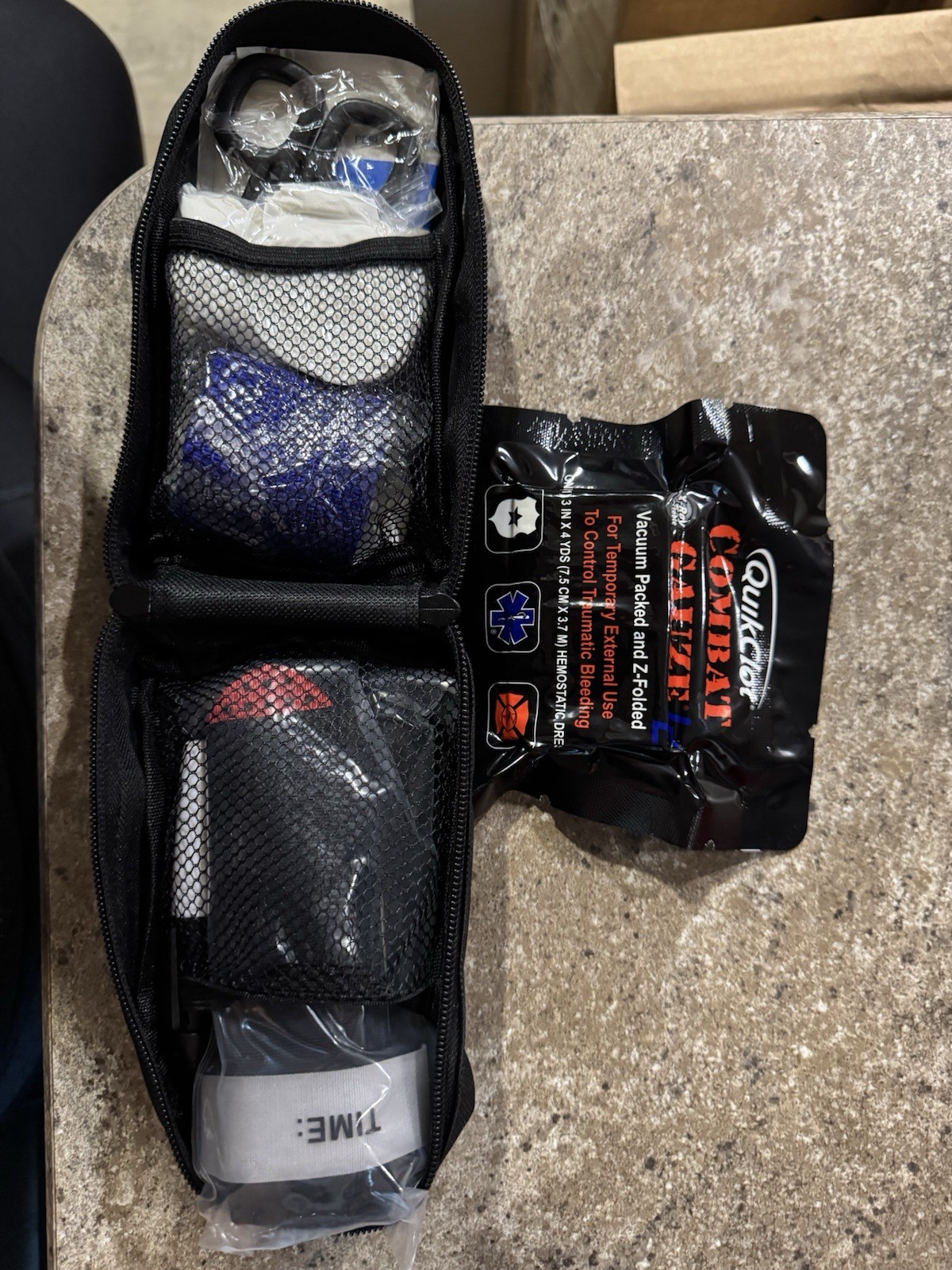 Travel QuikClot Trauma Kit Combat Gauze Tourniquet Sterile Pads Tactical Pouch
