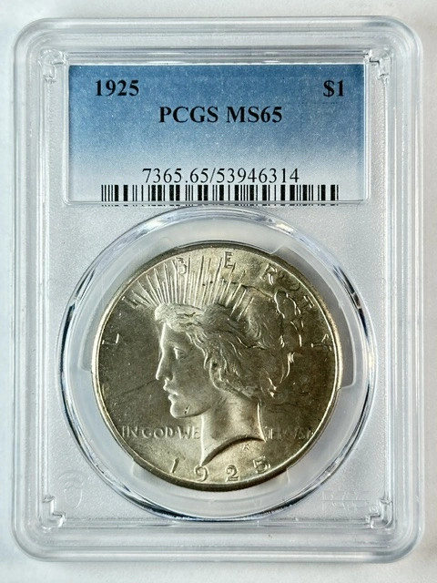 1925 P Peace Dollar PCGS MS-65 White!