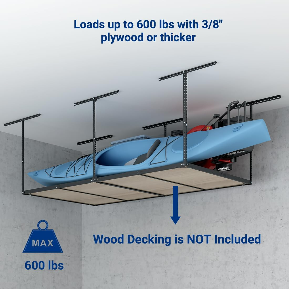 FLEXIMOUNTS 4X8 Overhead Garage Storage Rack without Decking, Storage Organizati