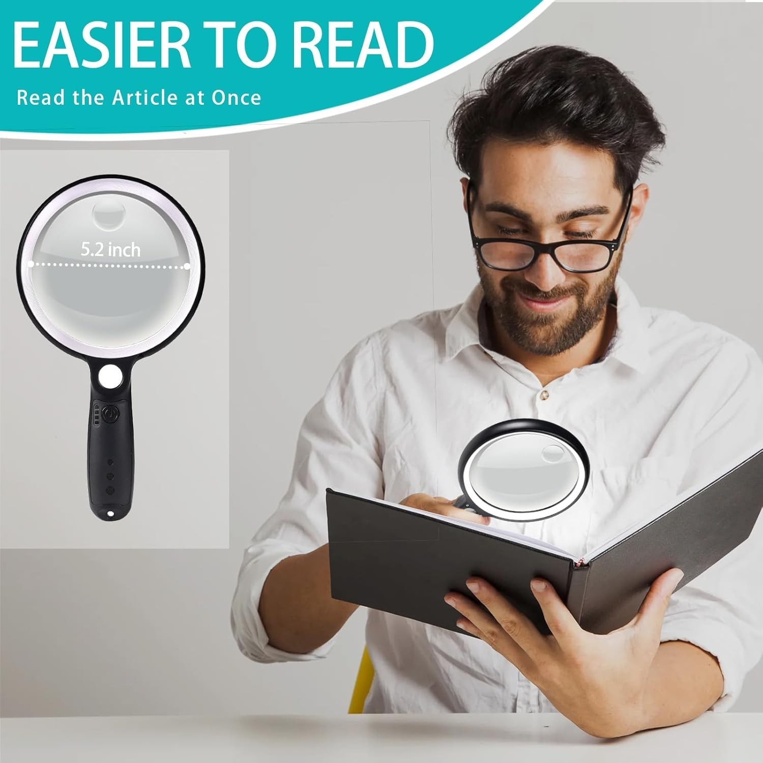 Large Magnifying Glass with 37 LED Light, 10X 20X 45X Handheld Illuminated Li...