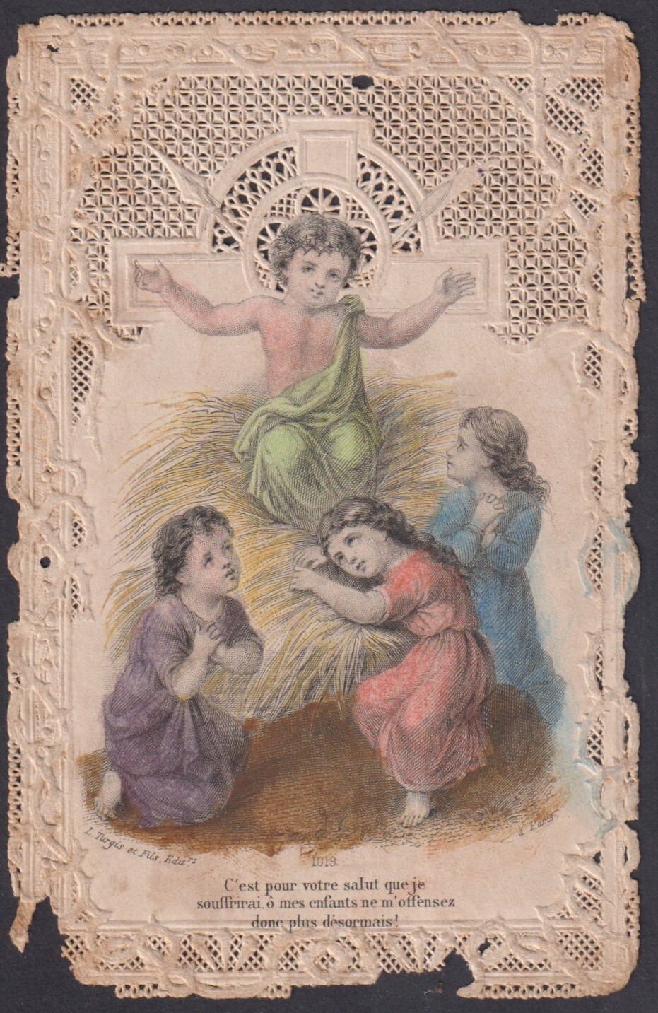 Holy card antique canivet de Jesus Niño santino image pieuses estampa