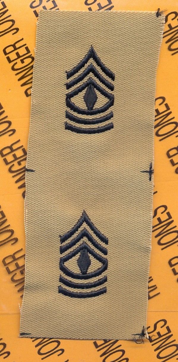 USA Enlisted FIRST SERGEANT 1SG E-8 Desert DCU rank patch set