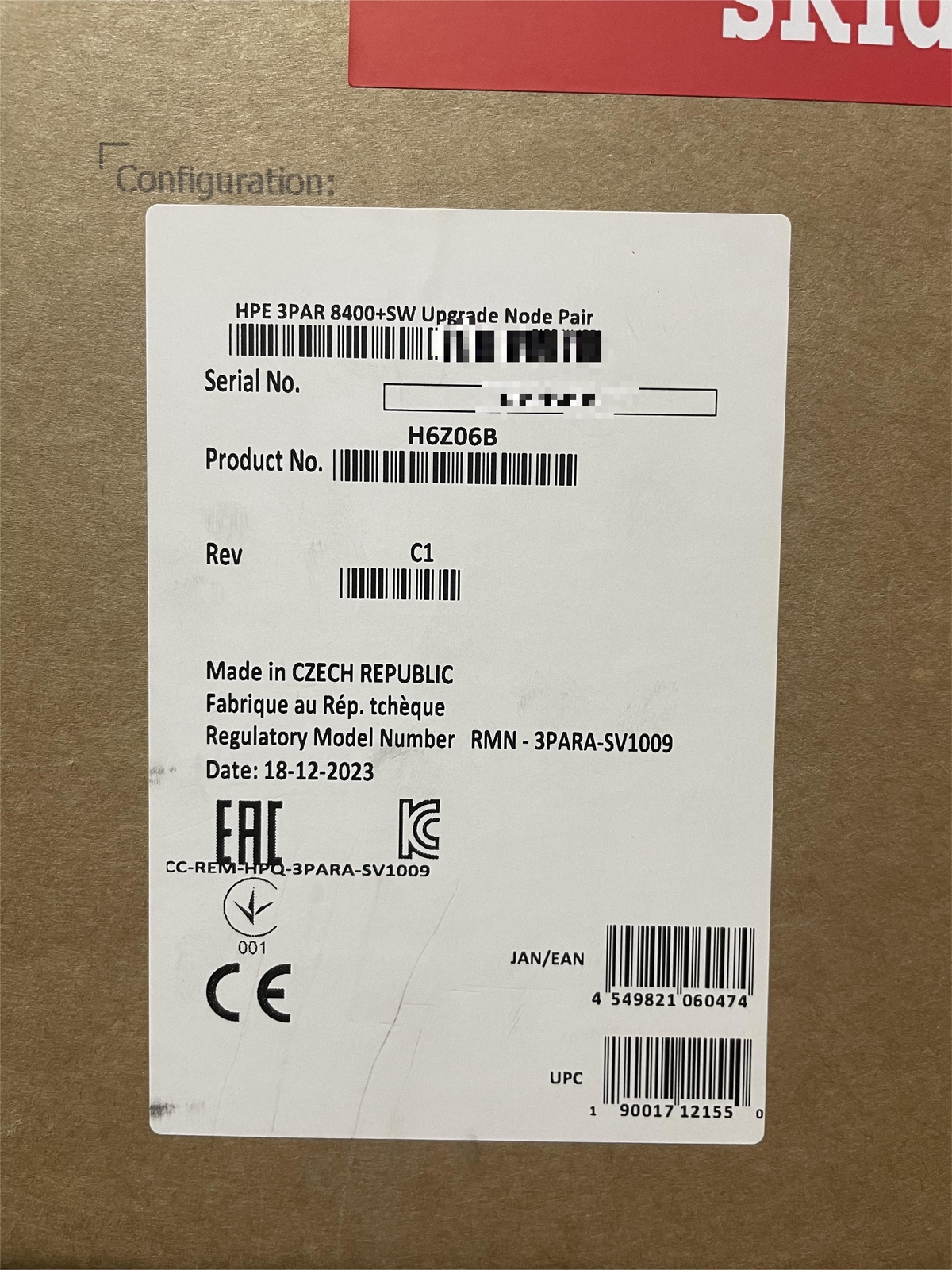 New HPE 3PAR 8400+SW Upgrade Node Pair With System Software (H6Z06B)