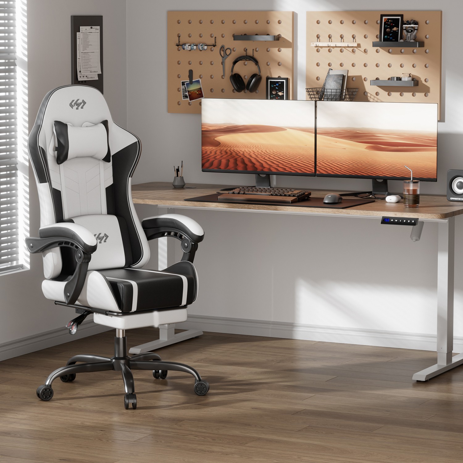Massage Gaming Chair with Footrest, Computer Chair with Headrest, Gamer Chair