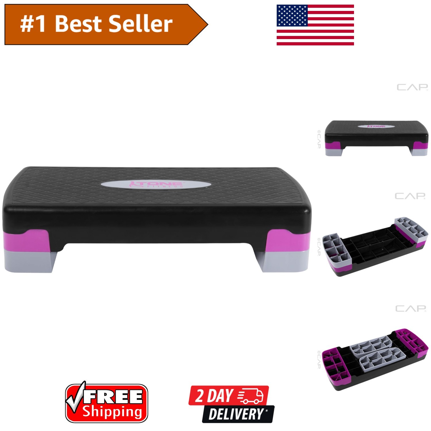 Versatile Exercise Step - Compact Design with 200 lb Capacity & Workout Chart