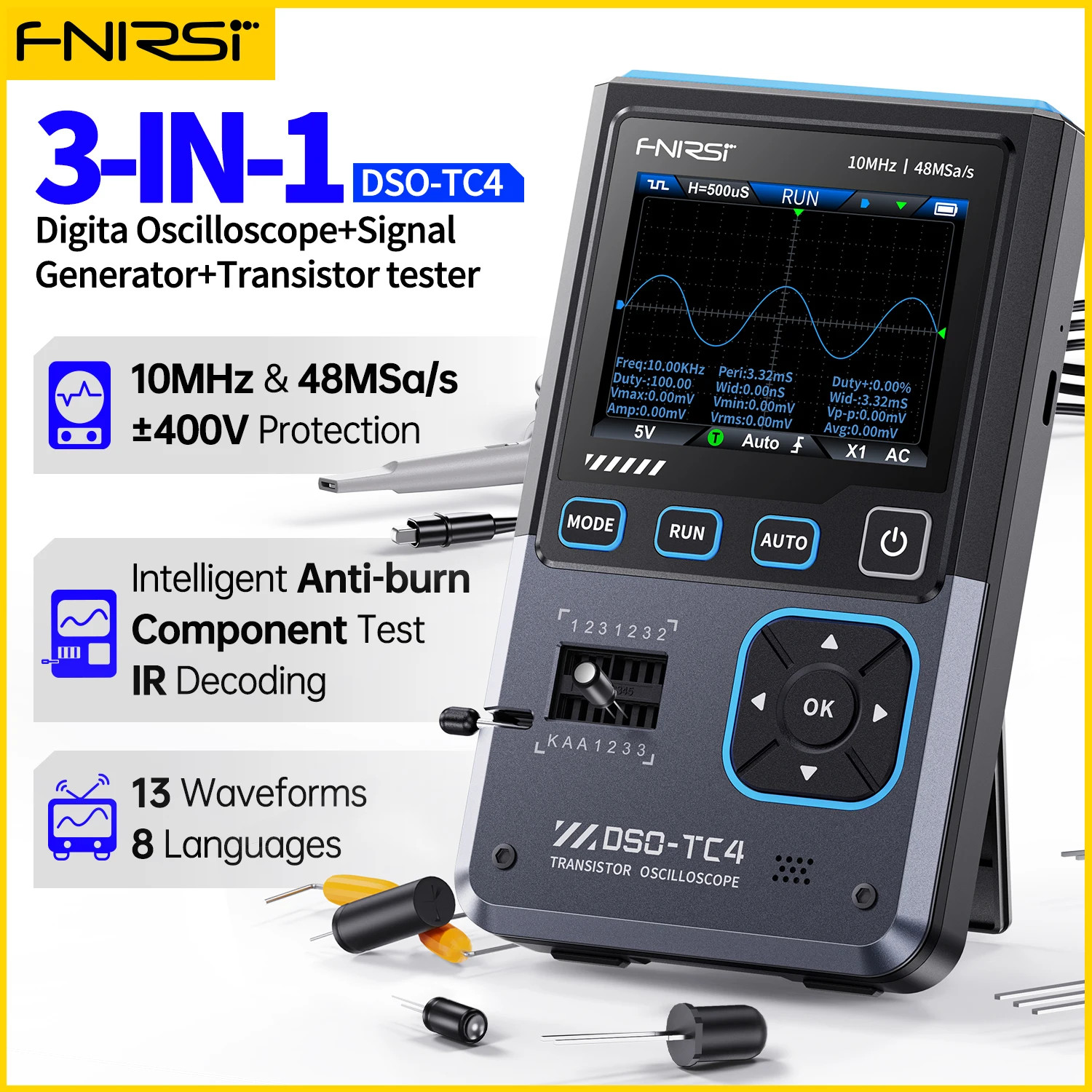 New DSO-TC4 DSO-TC3 3-In-1 Handheld Digital Oscilloscope Transistor Tester Signa