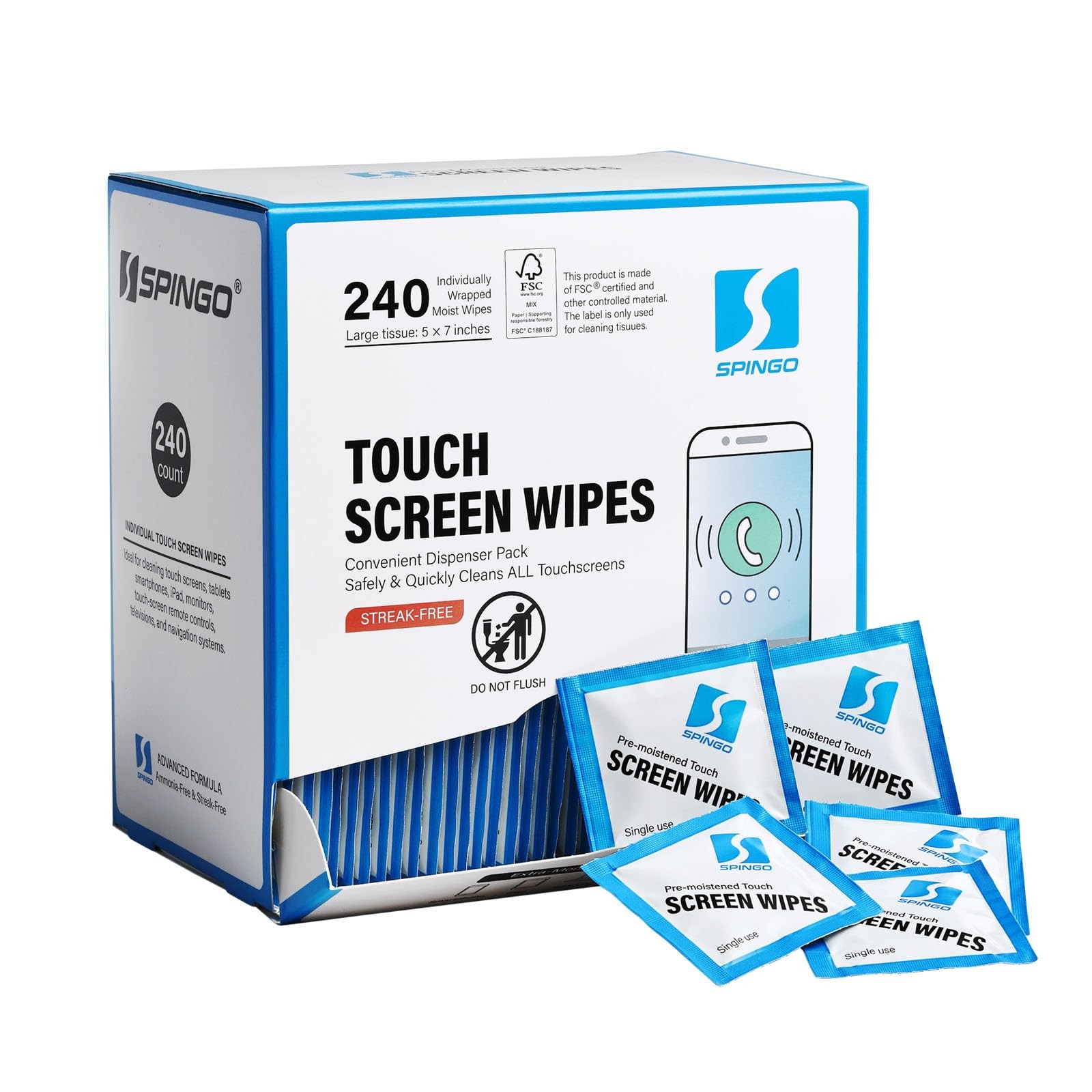 Spingo Electronic Wipes, Screen Wipes for Electronics, 240 count