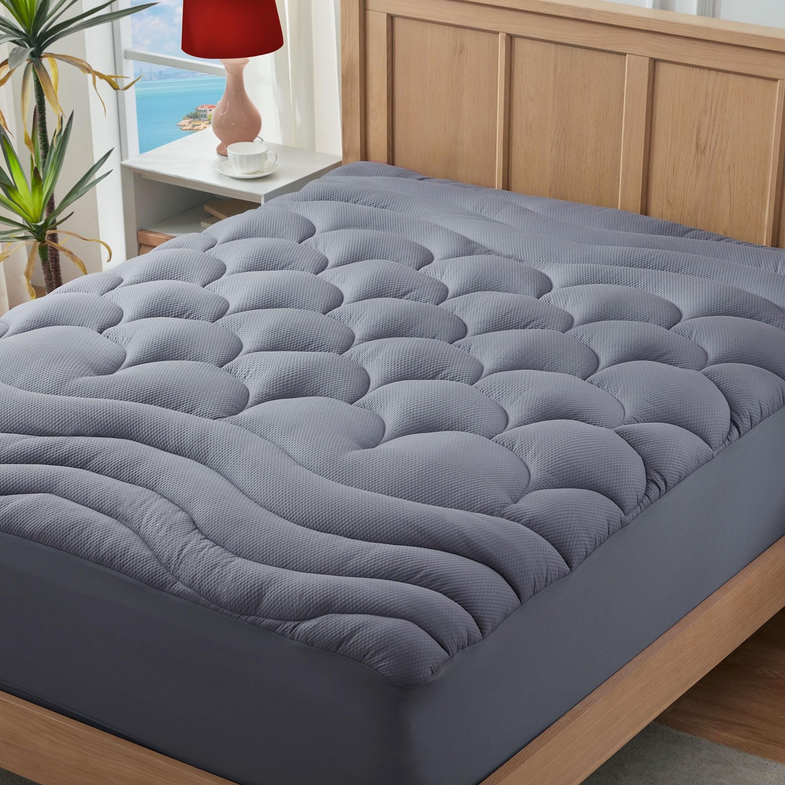 ELVEN HOME Queen Mattress Pad for Back & Hip Pain Relief, Pillow Queen, Grey