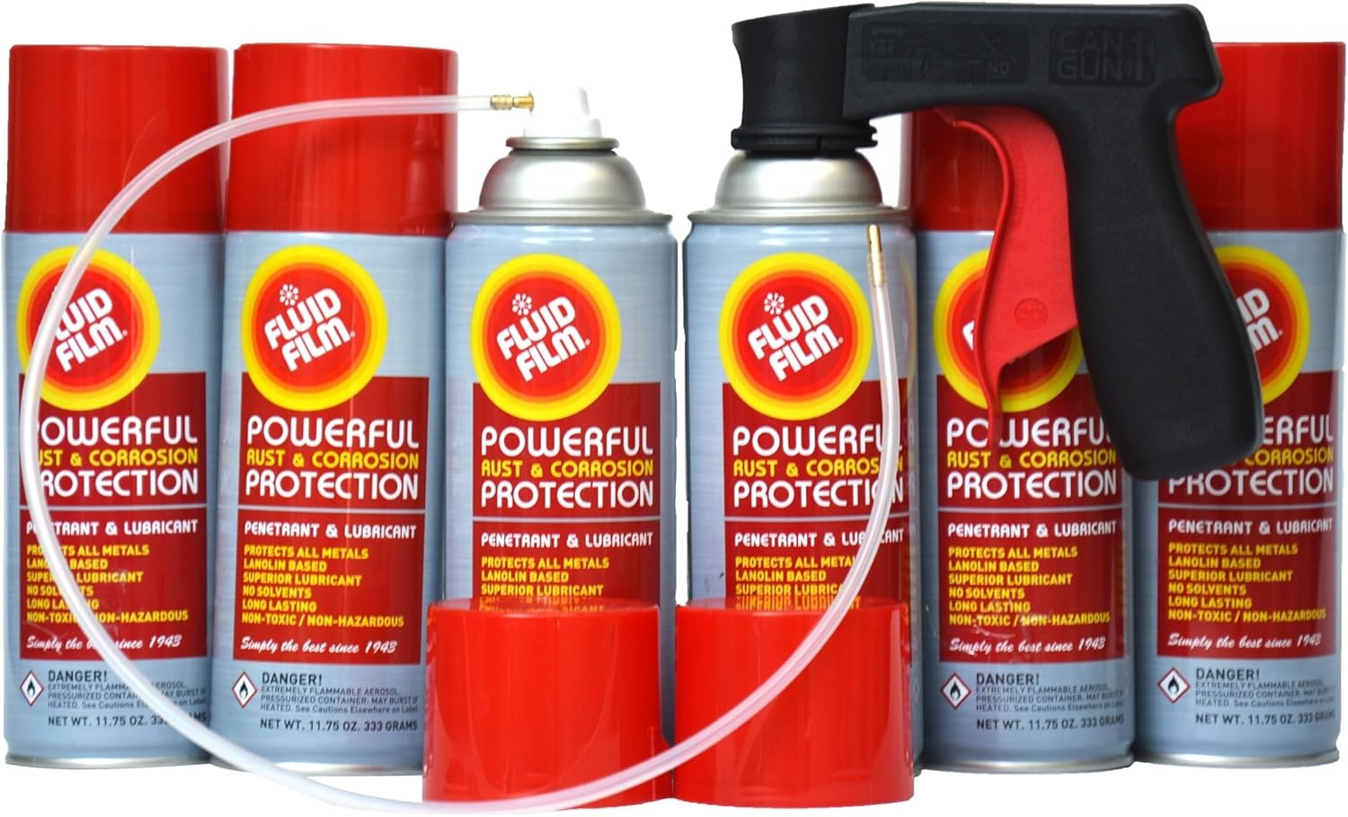 Fluid Film 11.75 oz Penetrating Oil Spray 6 Pack, Spray Can Extension Wand