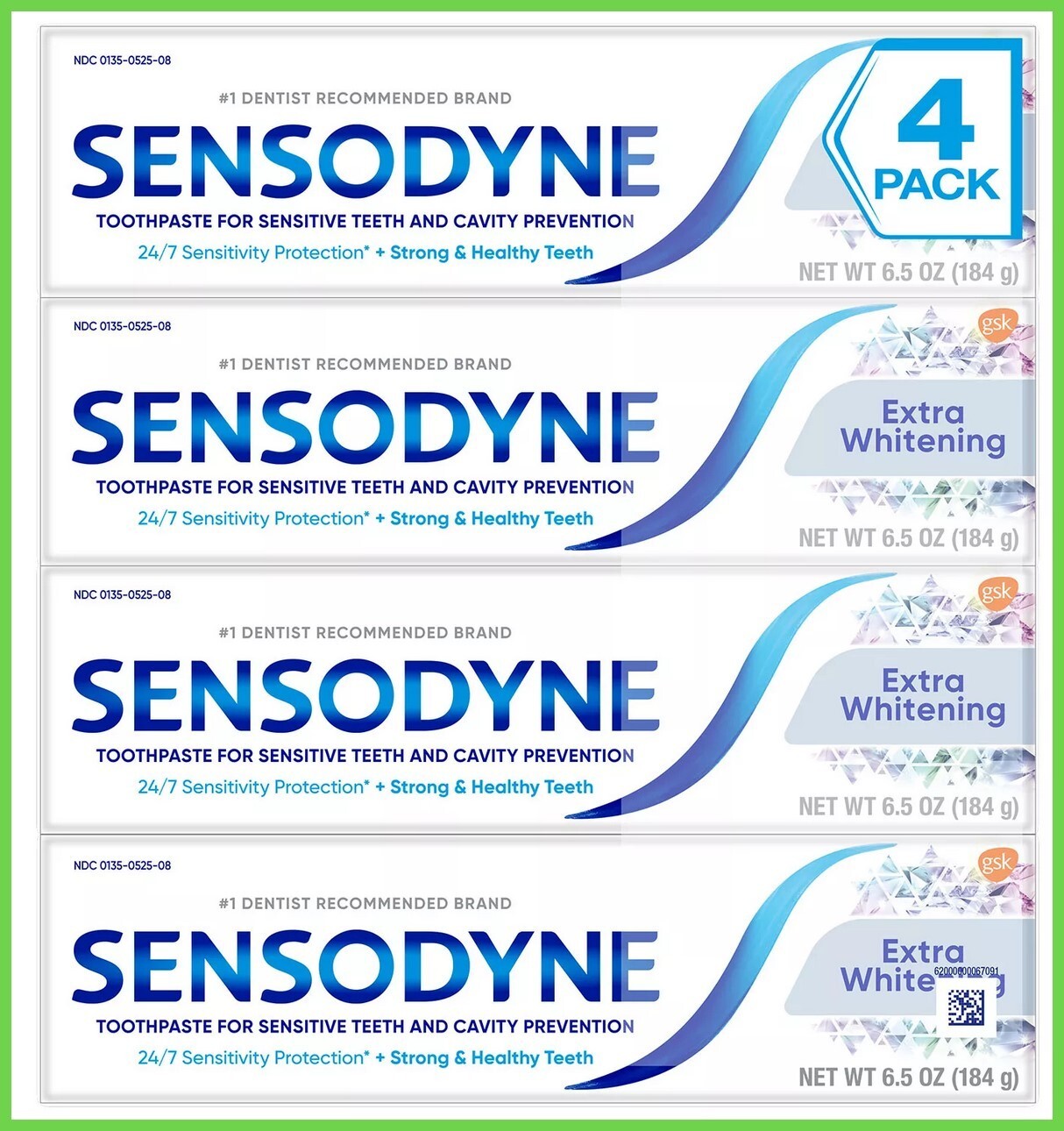 SENSODYNE Extra Whitening Toothpaste 6.5 oz Each (4 PACK) FAST SHIP!! SEALED!!!