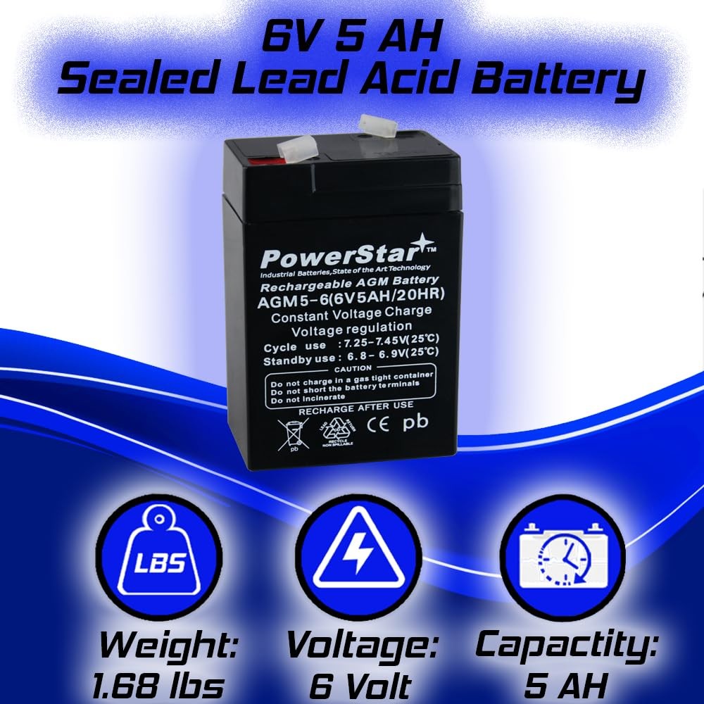 6 VOLT 5AH RECHARGEABLE GAME DEER FEEDER BATTERY 2PACK