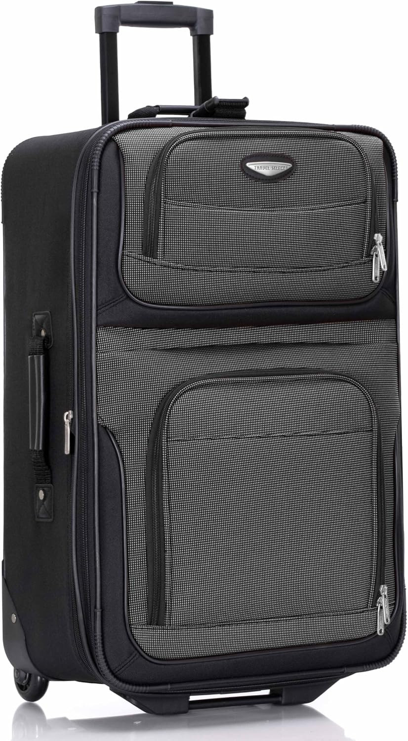 Amsterdam Softside Expandable Luggage with Rolling Wheels, Gray, 25-Inch Medium