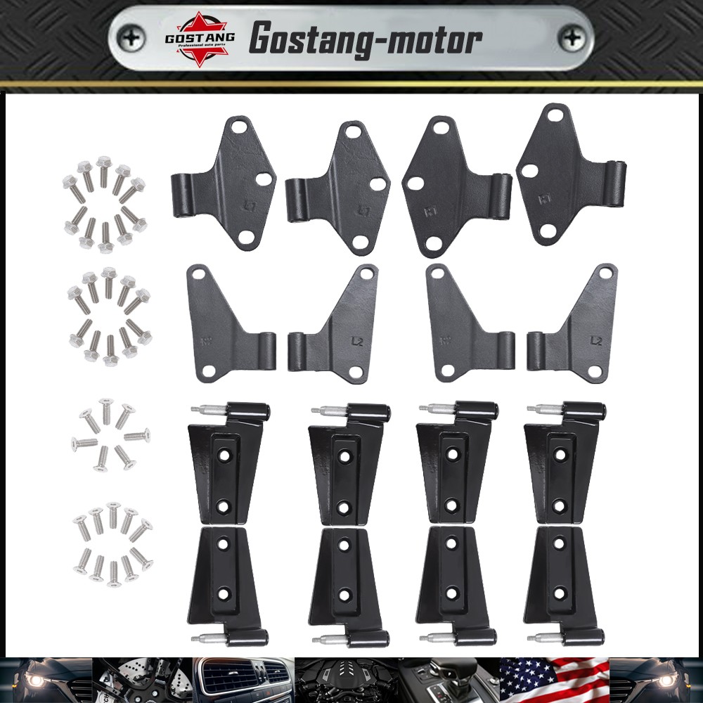 For Jeep Wrangler JK 2007-2018 Body Door Hinge Replacement Set Black Powder Coat