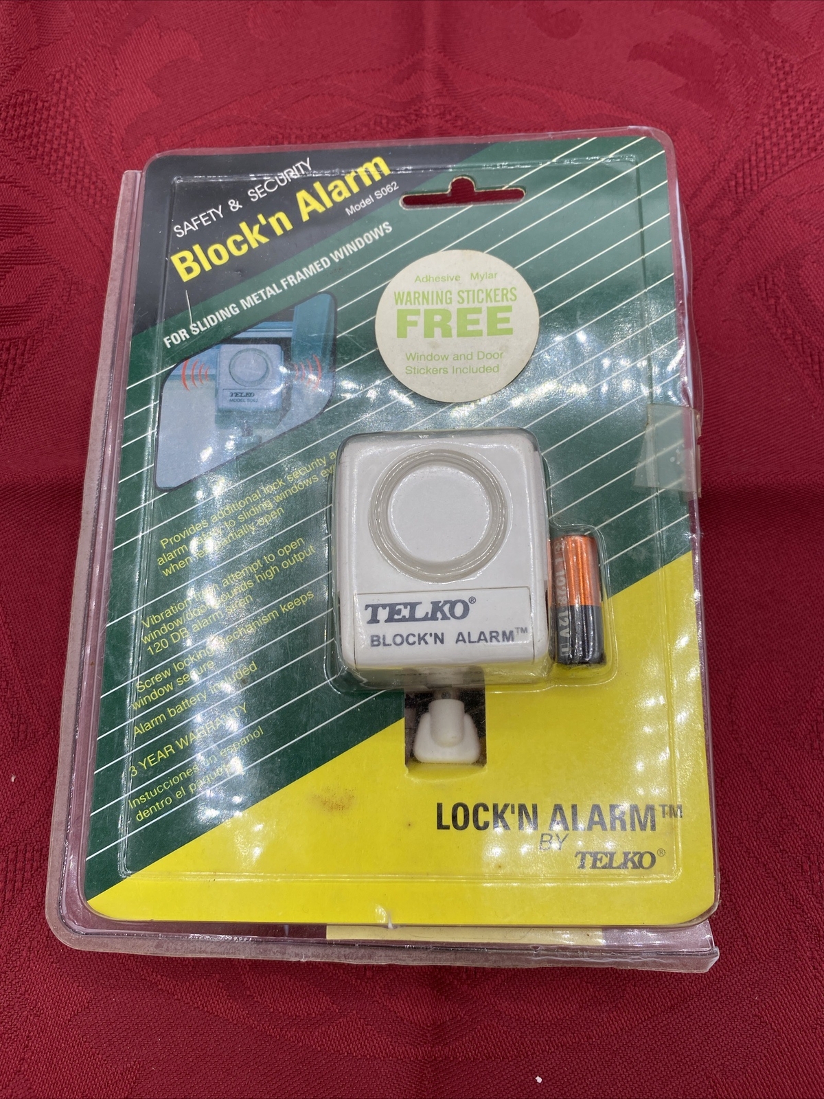 New Telko Safety & Security Lock'n Alarm Lock For Sliding Windows Model S062