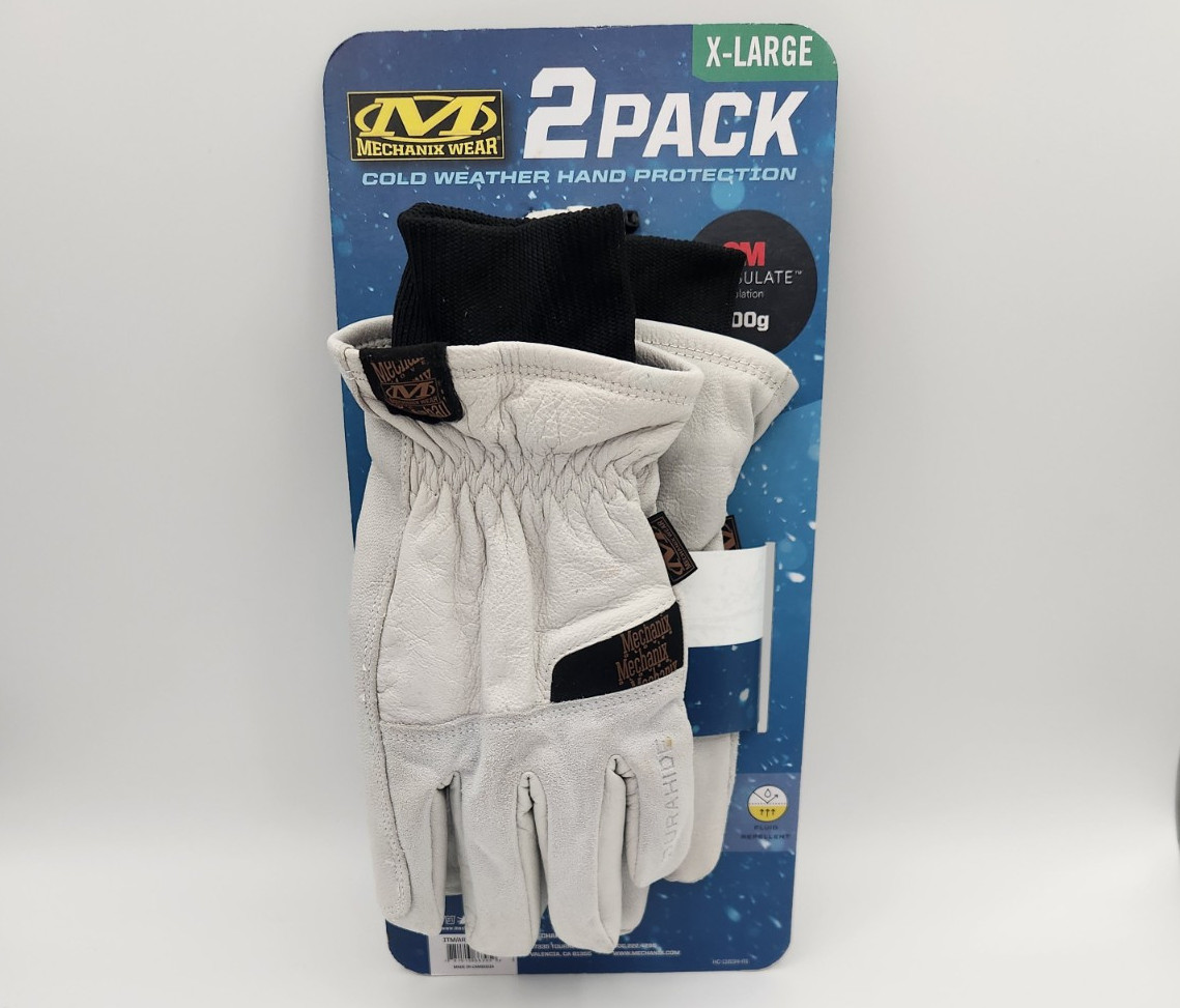 Mechanix Wear Insulated Leather Gloves – XL Winter Work, 2 Pack – Thinsulate 3M