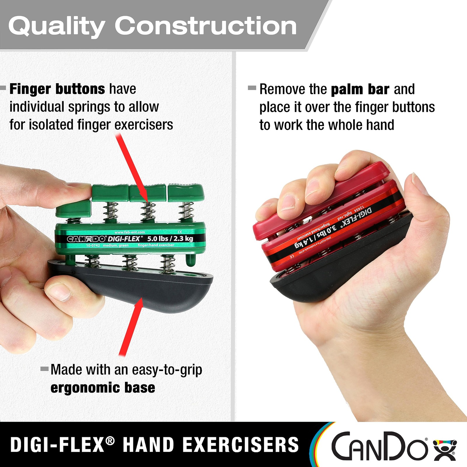 Digi-Flex Hand Exerciser 3.0 lb for Finger Strengthening - Red-Light