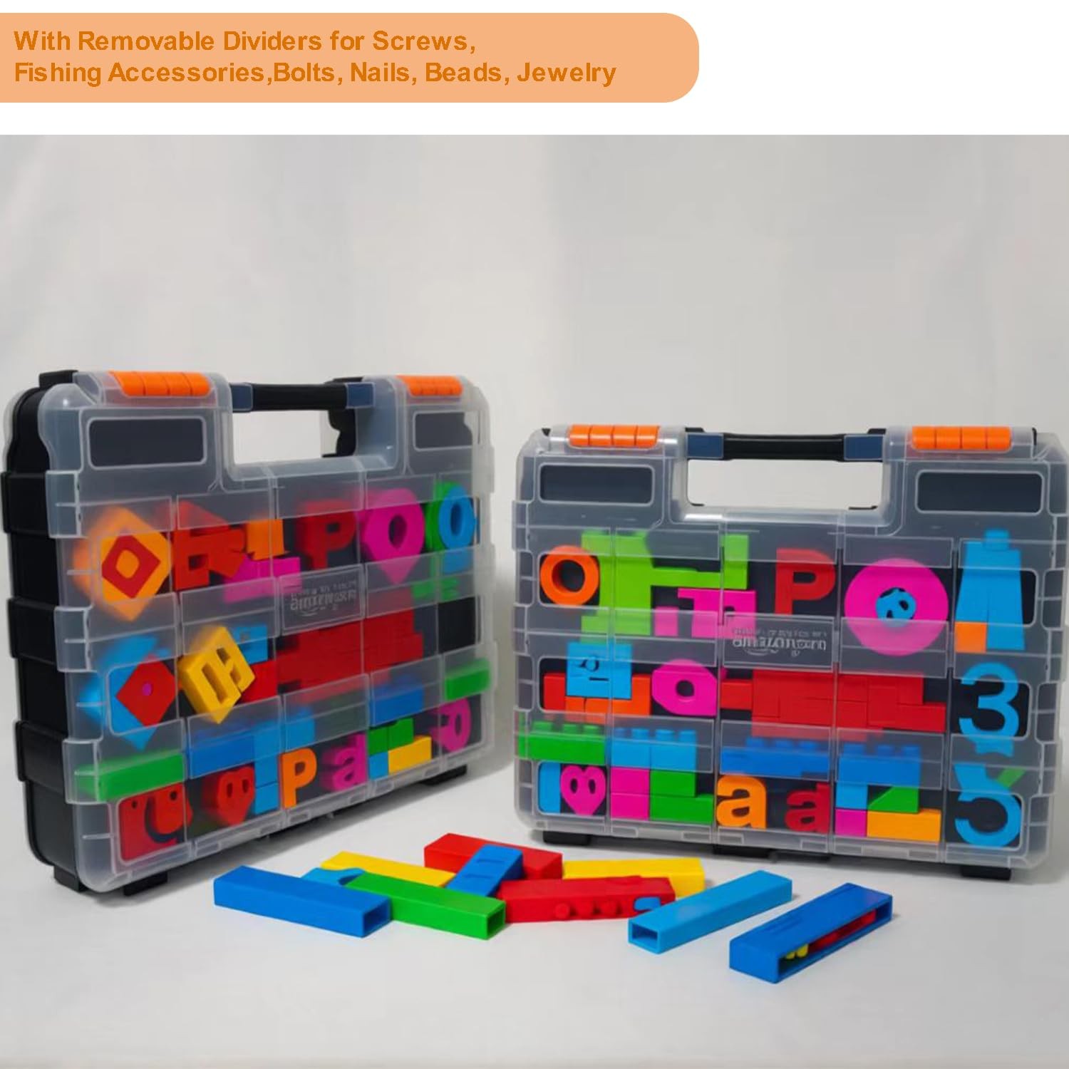 Double Side Tools Organizer, Plastic Tool Box, 34-Compartment, Double Side St...