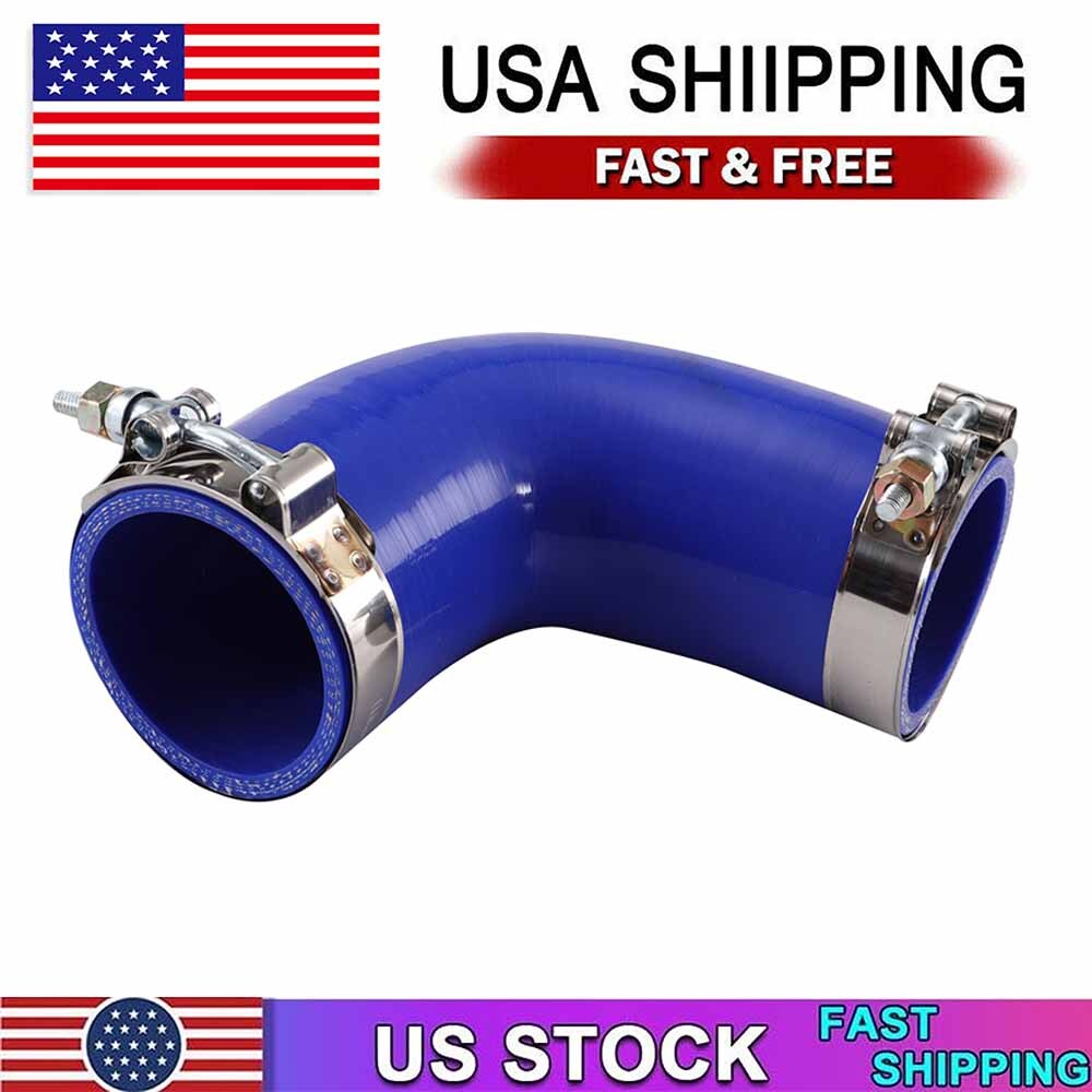 2.50" Silicone 90°Elbow Hose w/ Clamps F04-6006 For Peterbilt Kenworth Paccar US