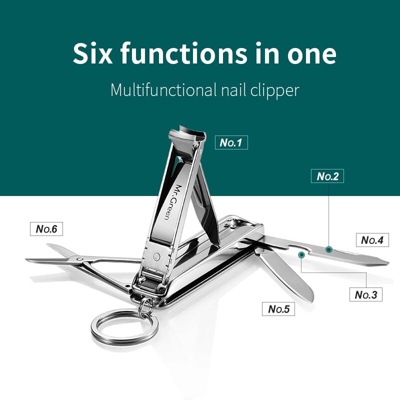 MR GREEN Multifunction Nail Clipper File Knife Scissors Multi 6-in-1 Tool German