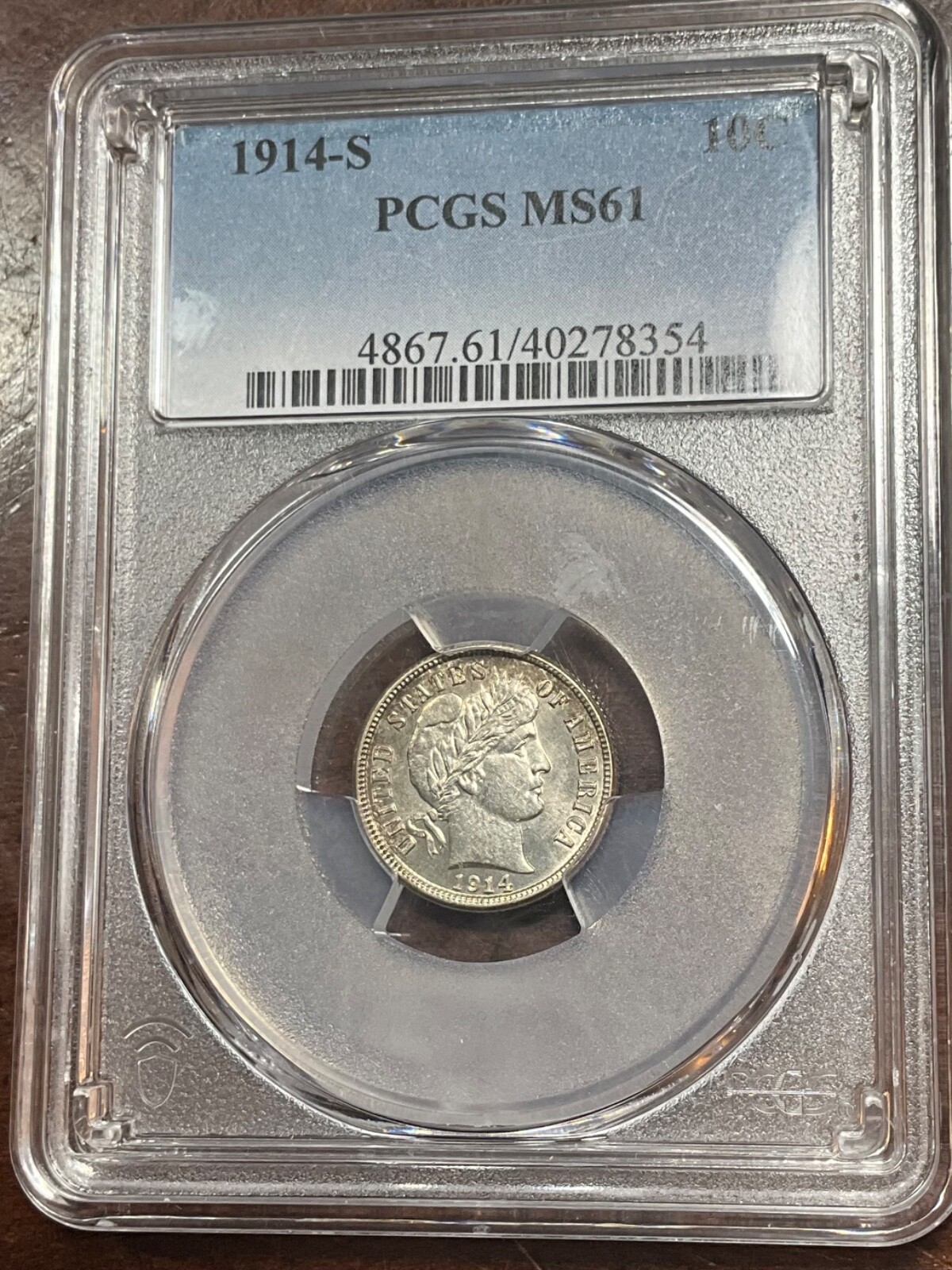 PCGS MS61 1914 S BARBER DIME BRIGHT WITH GREAT LUSTER ABOVE AVERAGE