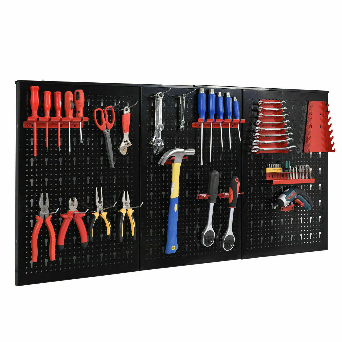 48'' x 24'' Black Metal Pegboard Organizer Wall Mount Panel Garage Hanger Tool