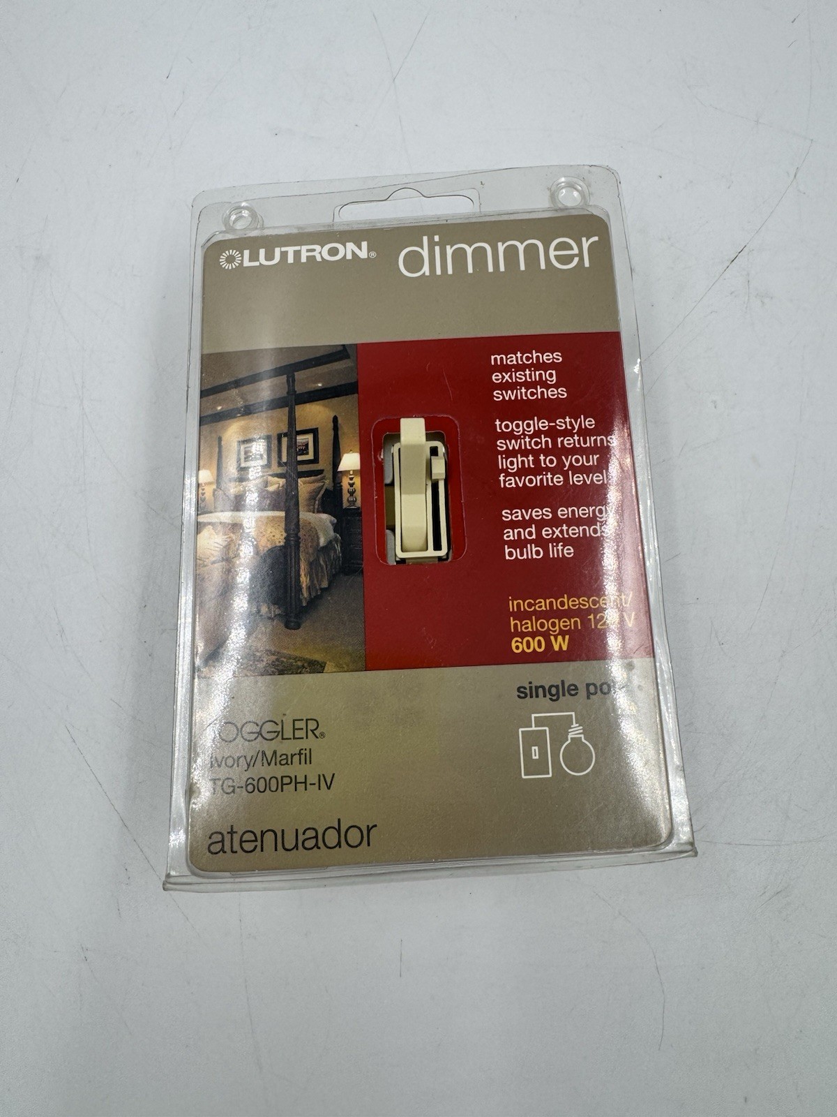 Lutron Dimmer Toggler Single Pole Switch Ivory Color TG-600PH-IV