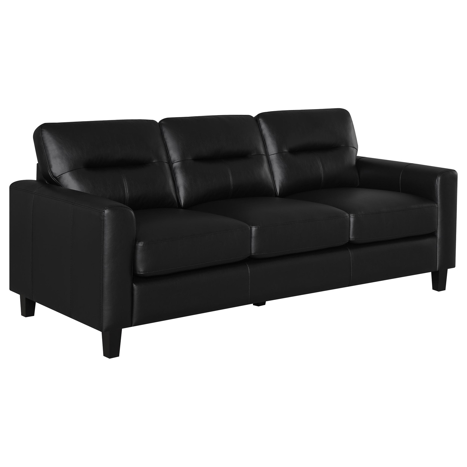 Coaster Scotland 2-piece Faux Leather Upholstered Sofa Set in Black