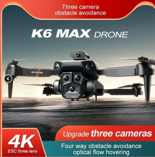 K6- Max 4K  RC Professional Drones with 3 Cameras HD 4 Way