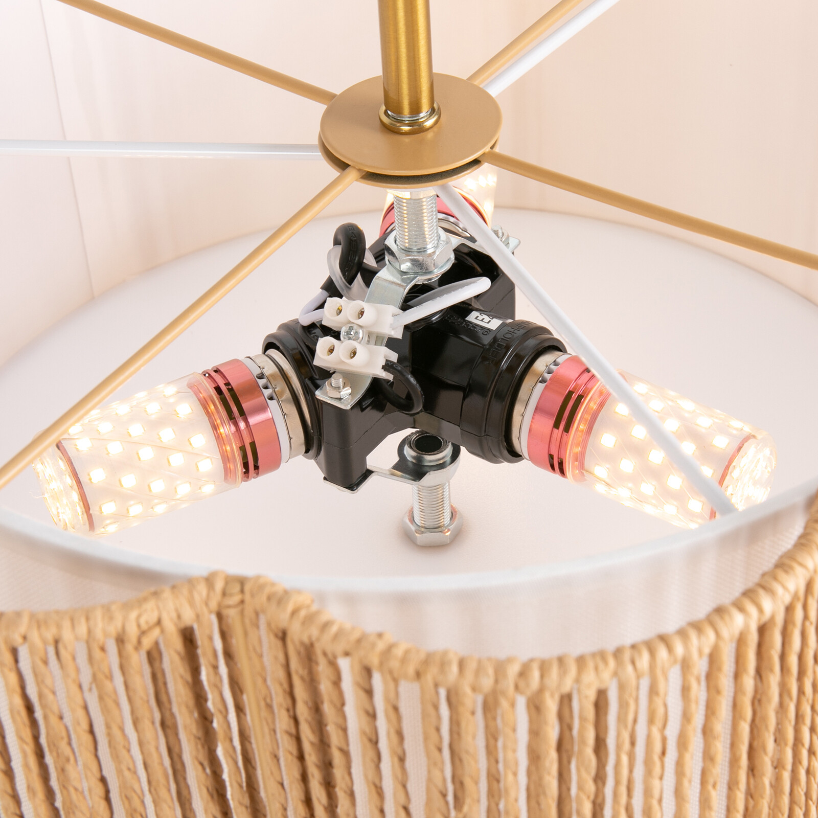 Rustic Ceiling Mount Rattan Light Ceiling Lamp Flush Mount Chandelier Fixture