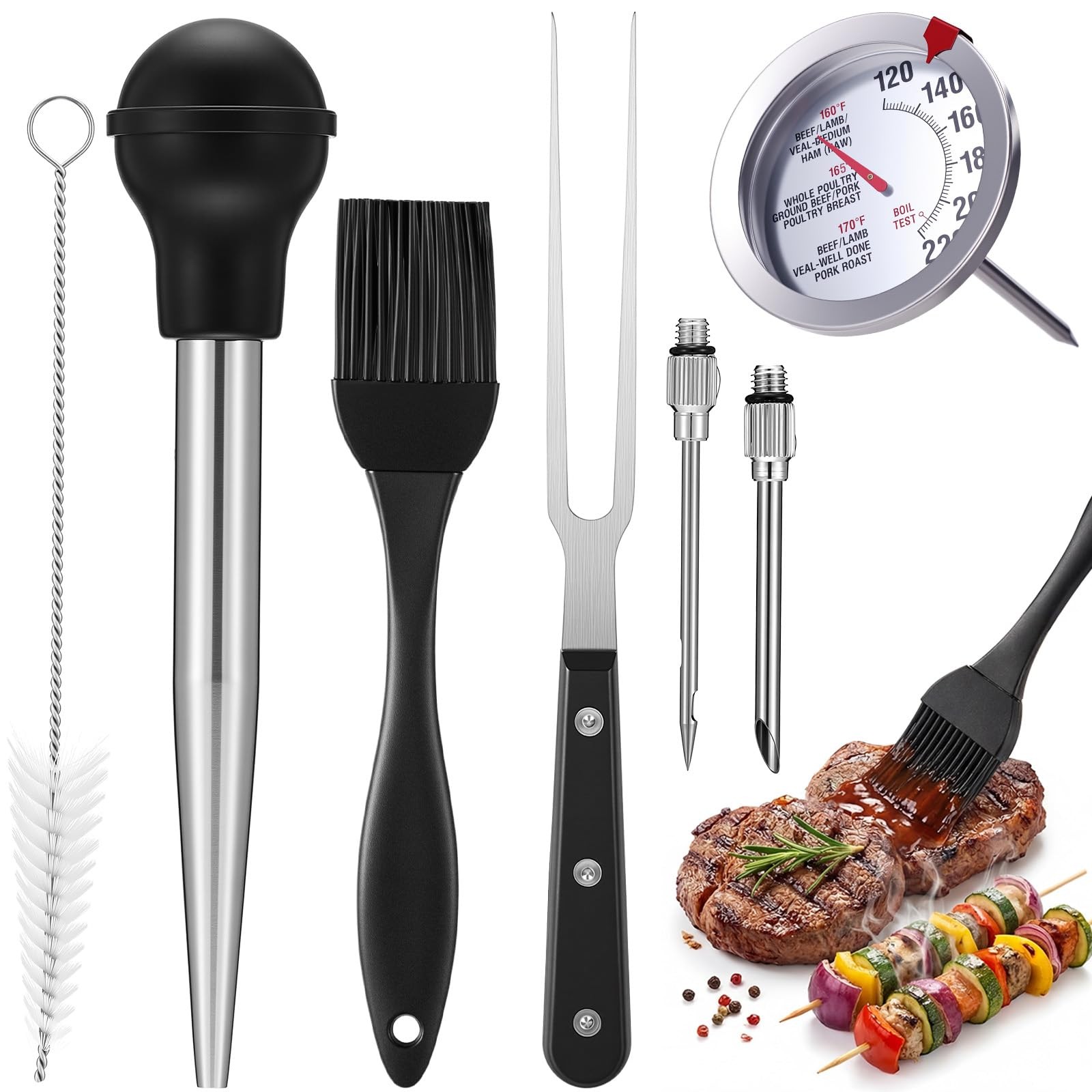 Summer Stainless Steel Turkey Baster Set with Meat Baster, Stainless Steel Pr...